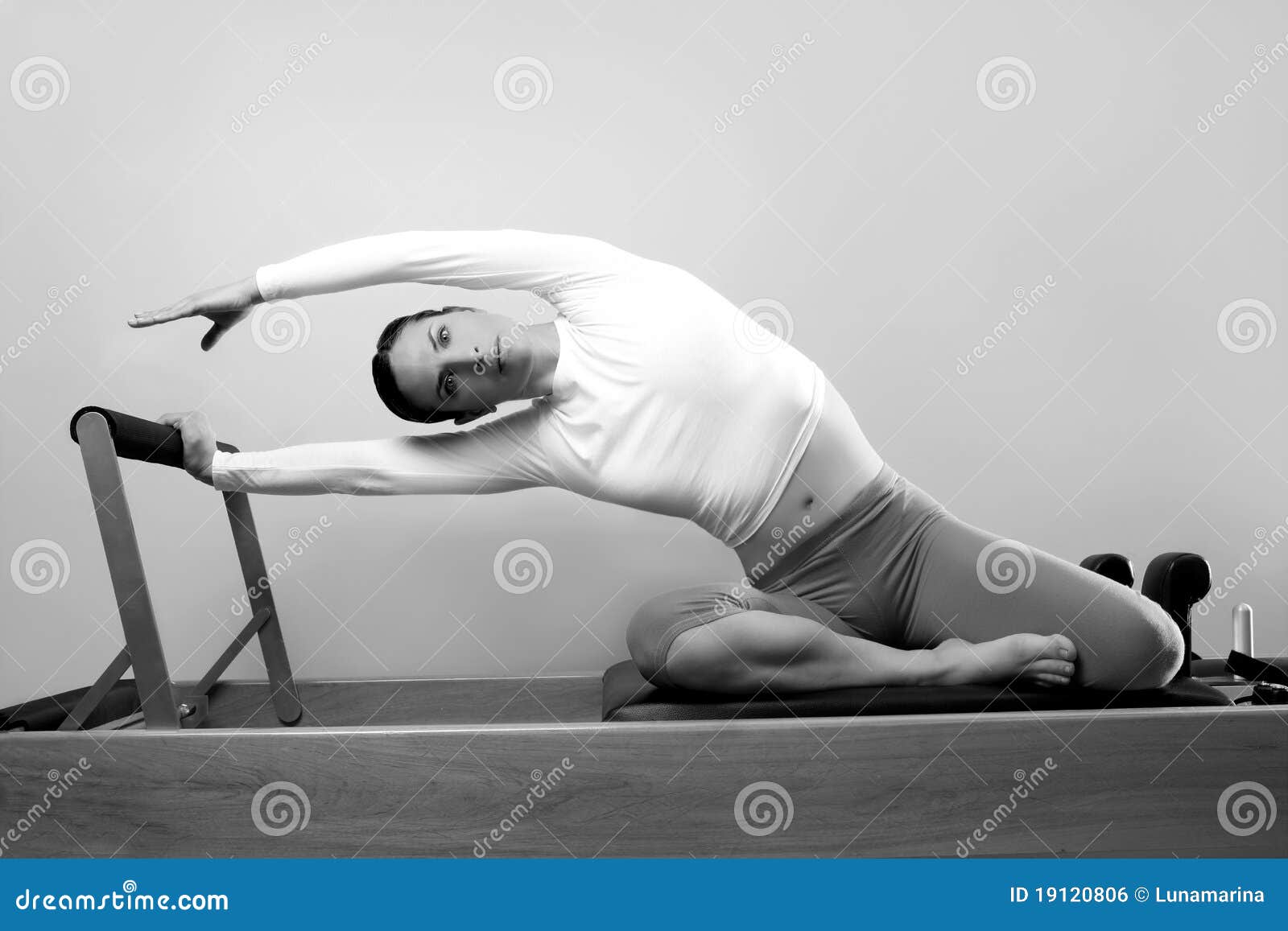 black and white pilates woman sport