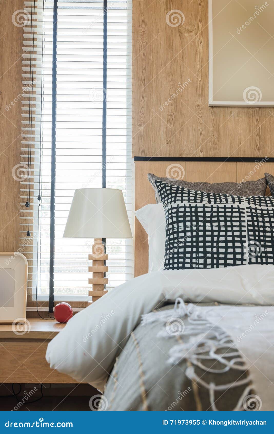 Black and White Pillows on Bed in Modern Bedroom Stock Image Image of