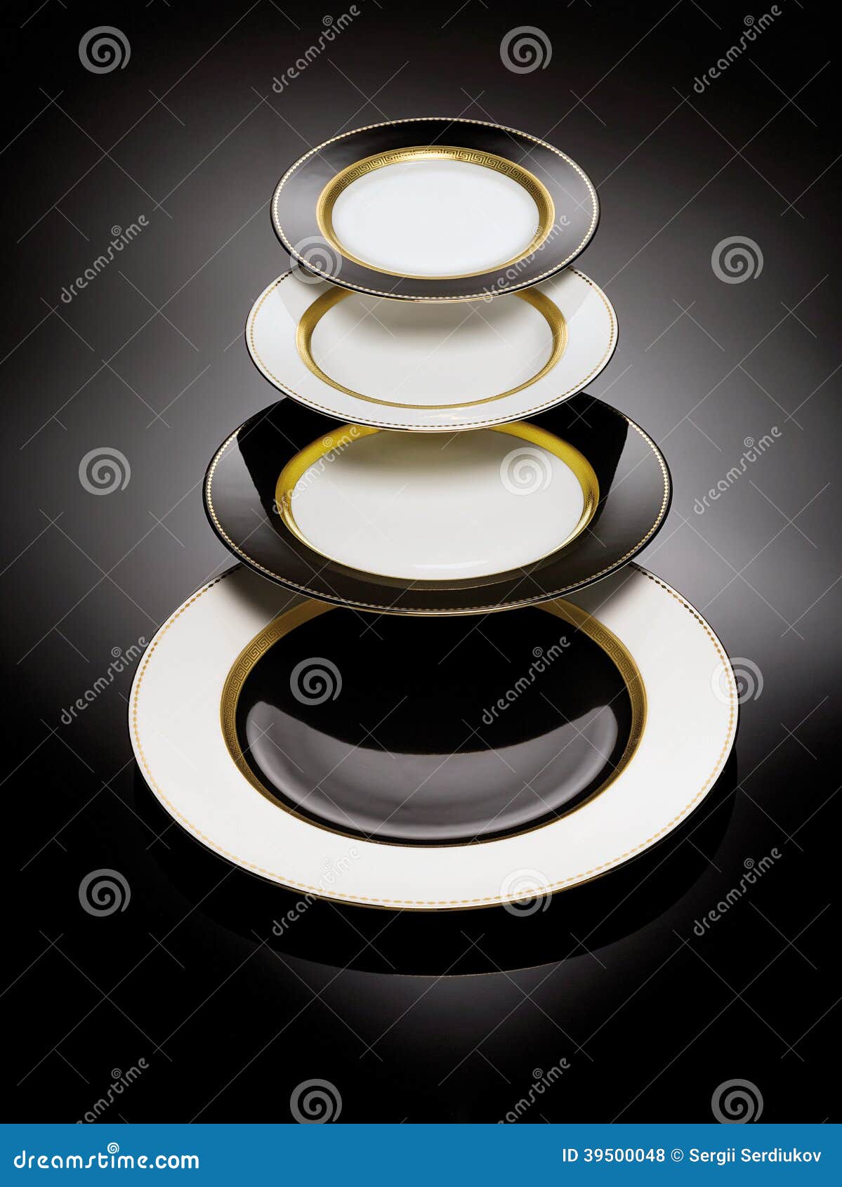 Black and white plates stock photo. Image of round, plate 39500048
