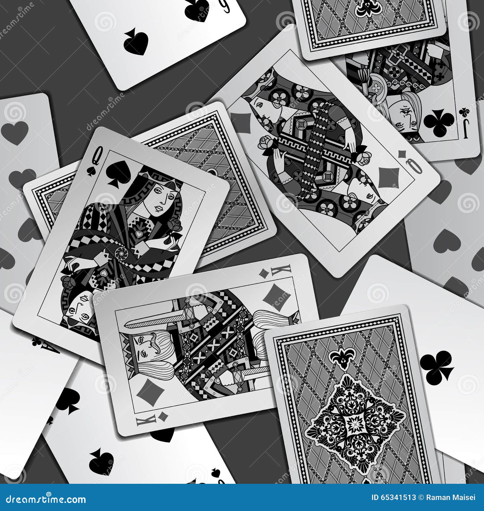 Black and White Playing Cards Background Stock Vector - Illustration of