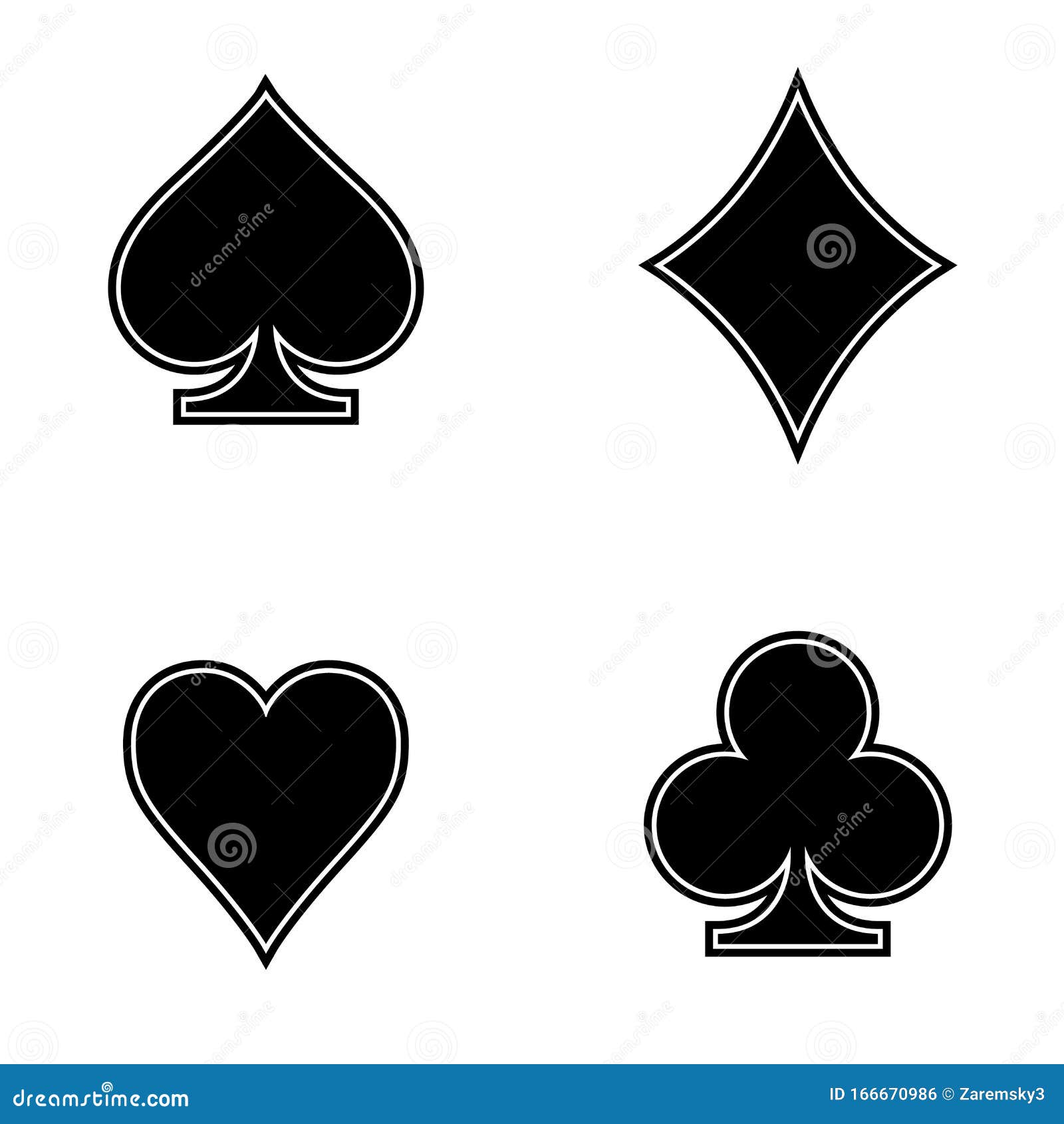 Black and White Playing Cards Suits Icon Set Stock Vector ...