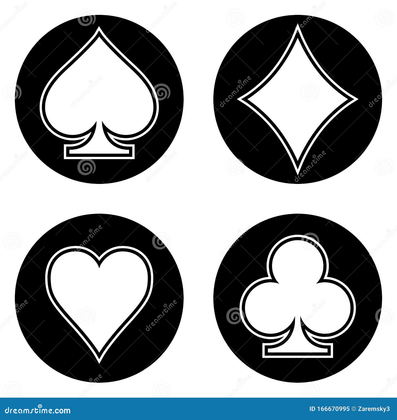 Black and White Playing Cards Suits Icon Set Stock Vector ...