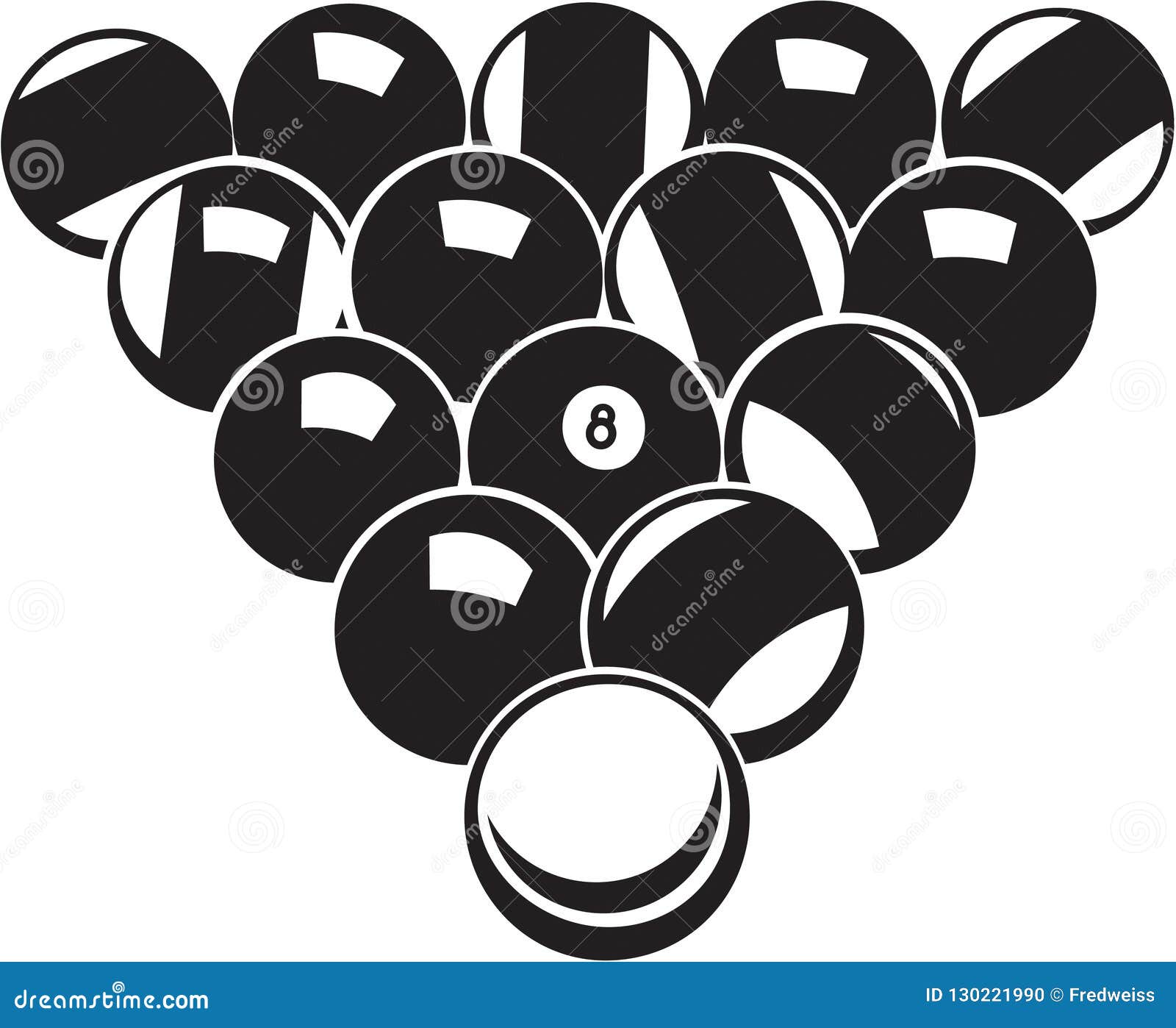 Black and White Pool Balls Illustration Stock Vector Illustration of