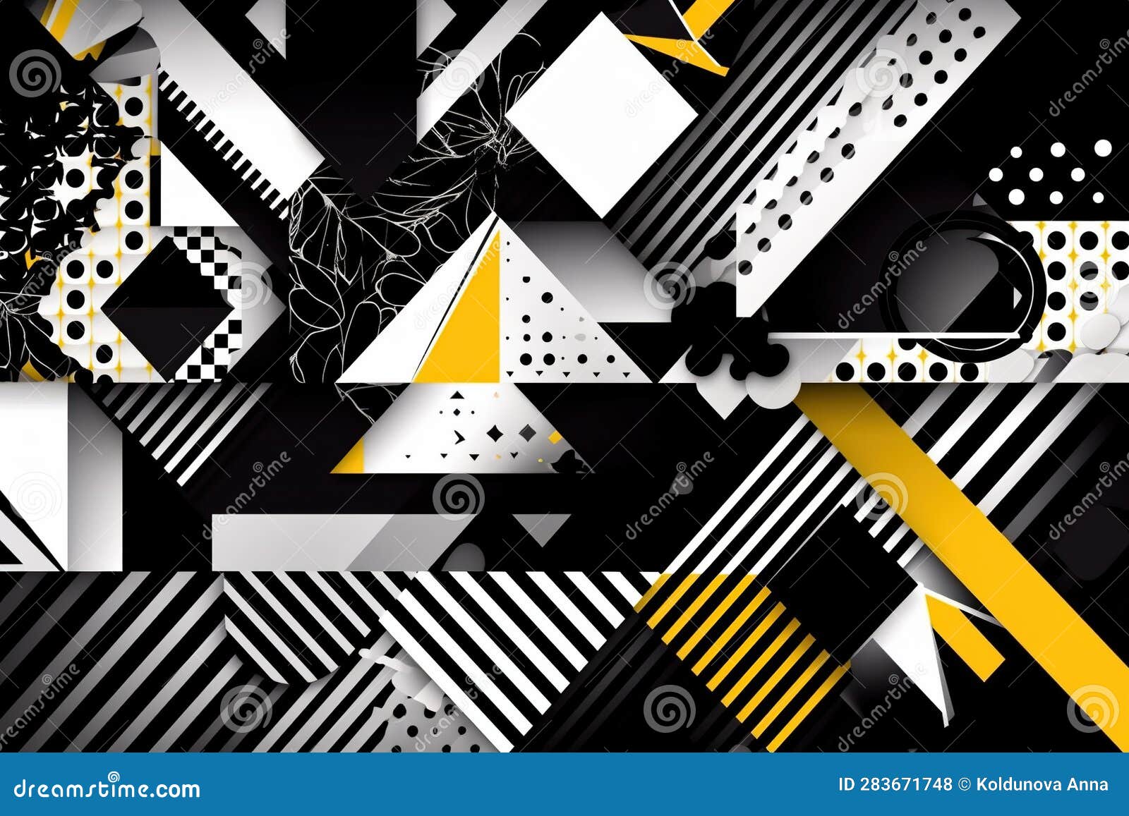 Black and White Pop Art Geometric Pattern, Concept of Abstract