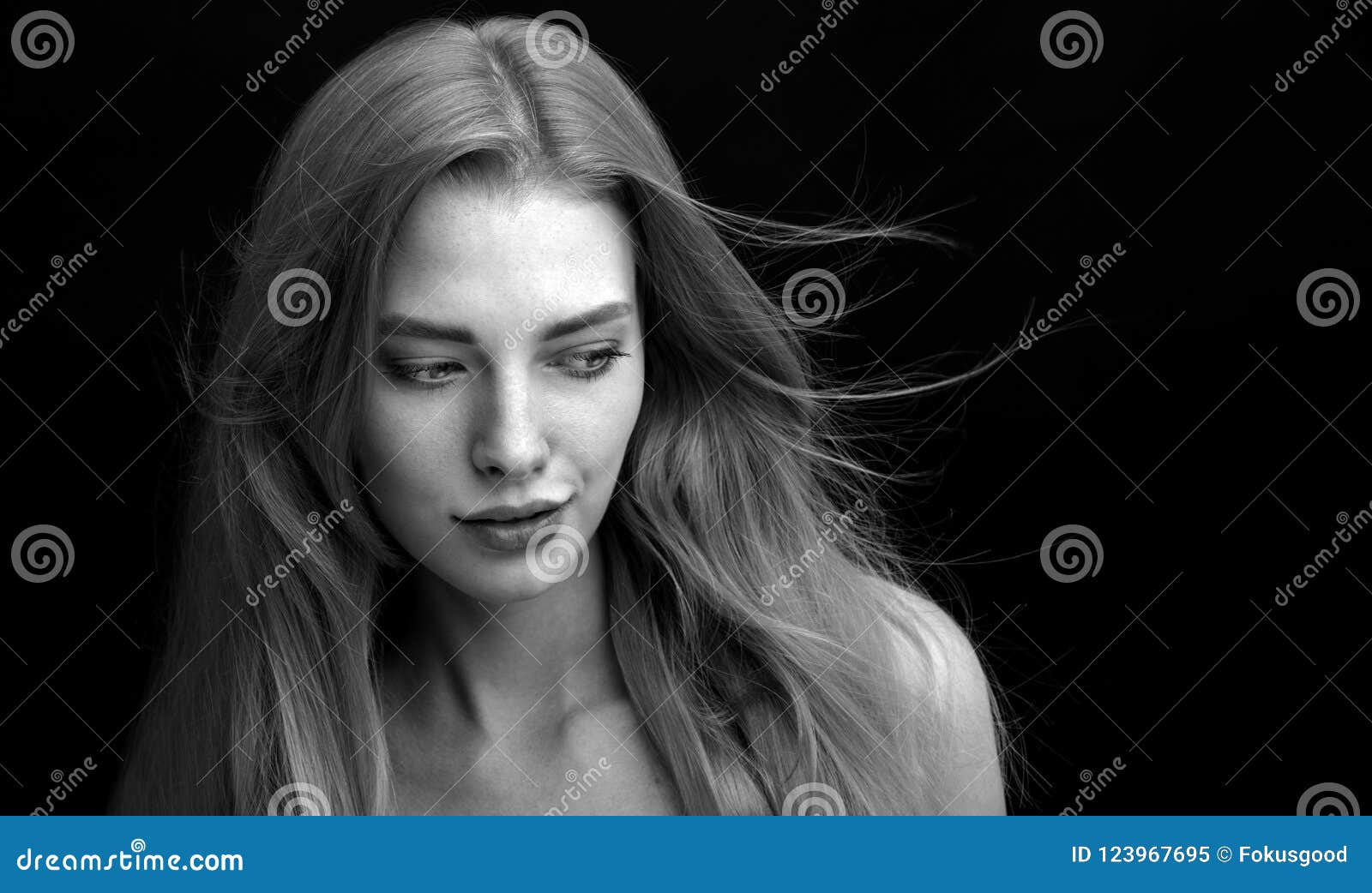 Black and White Portrait of Blonde Stock Image - Image of fashion ...