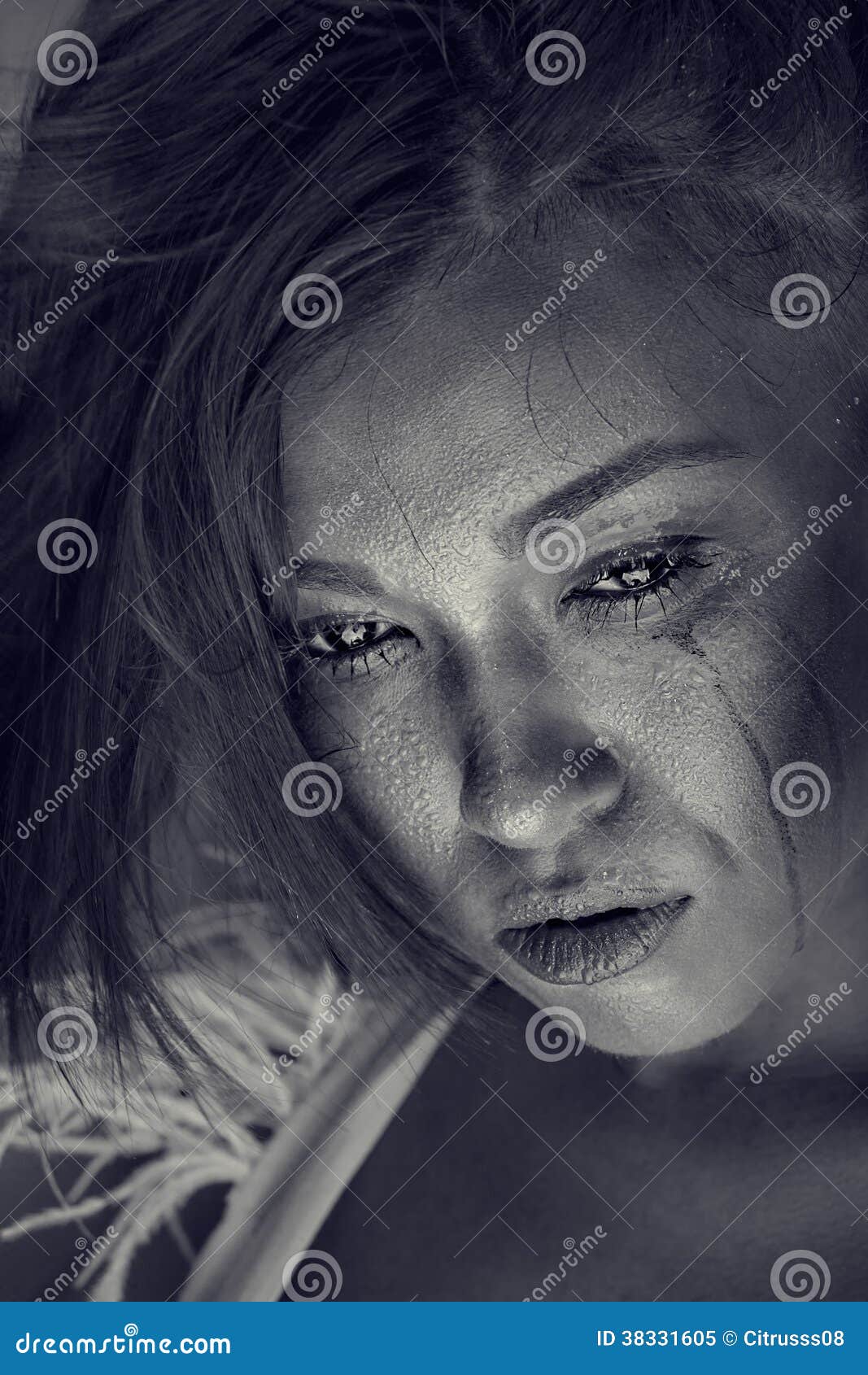 Black - White Portrait of a Crying Woman Stock Image - Image of ...