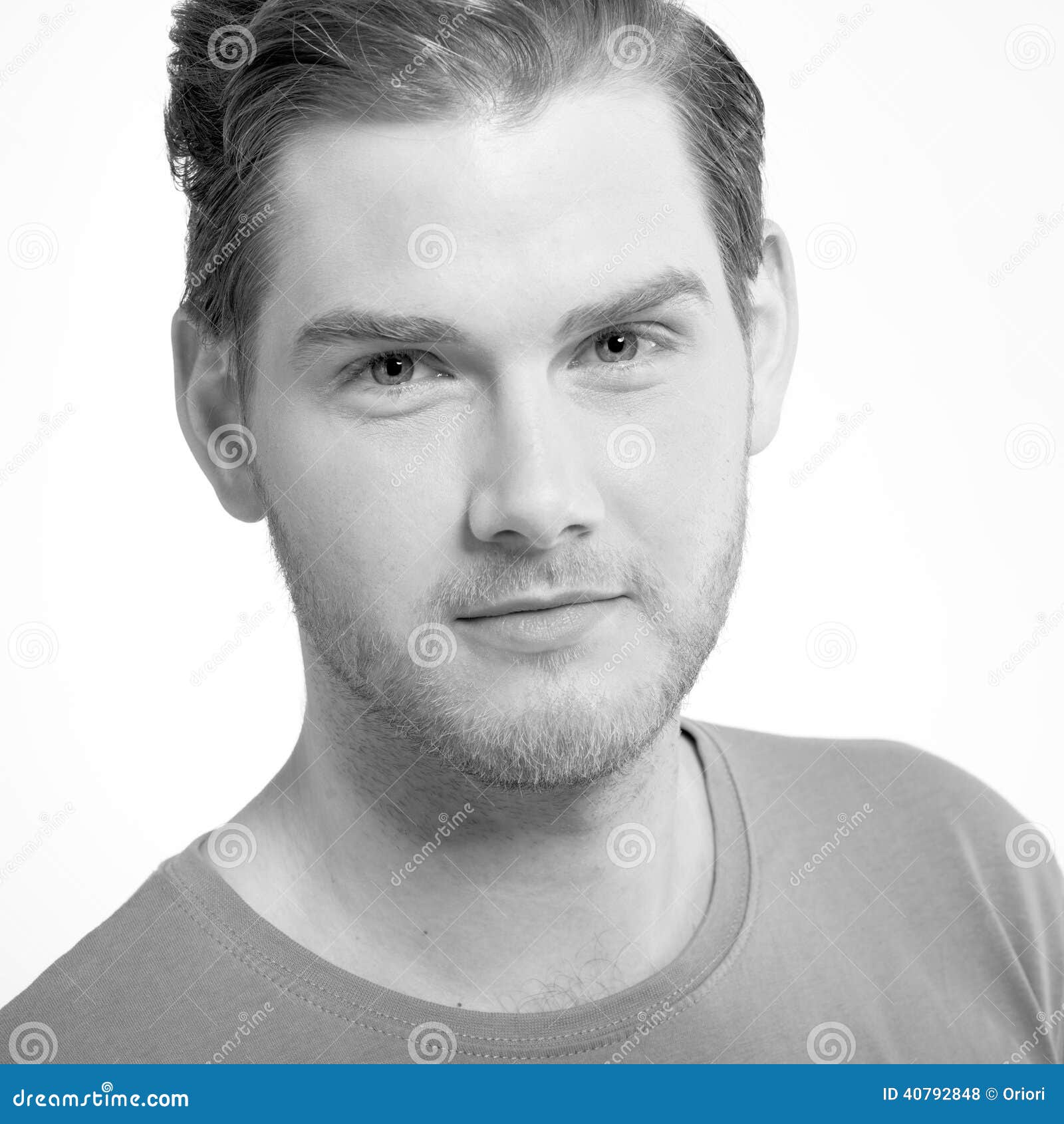 Black and White Portrait of Man Stock Photo Image of isolated, smile 40792848