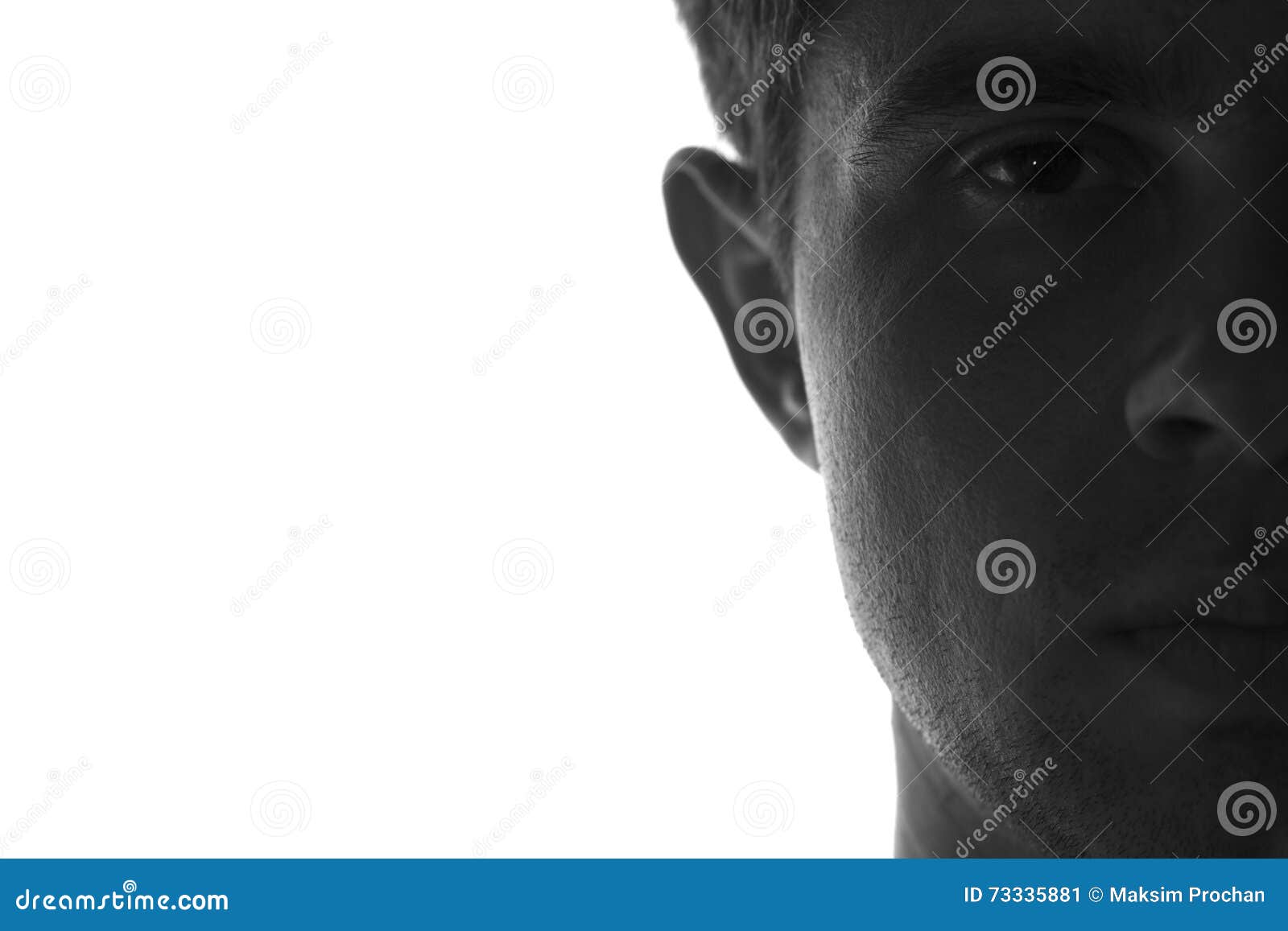Blackandwhite Portrait of a Sad Man Stock Image Image of hand