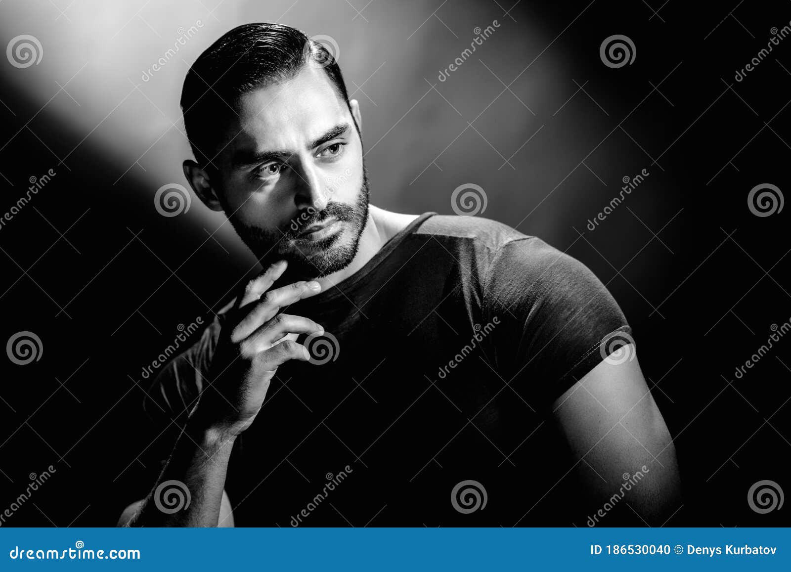 Strong throughtful man stock photo. Image of handsome - 186530040