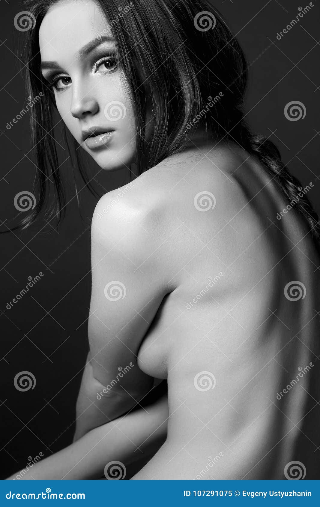 Black On White Nude Girls - Black and White Portrait. Young Nude Woman Stock Image - Image of care,  eyes: 107291075