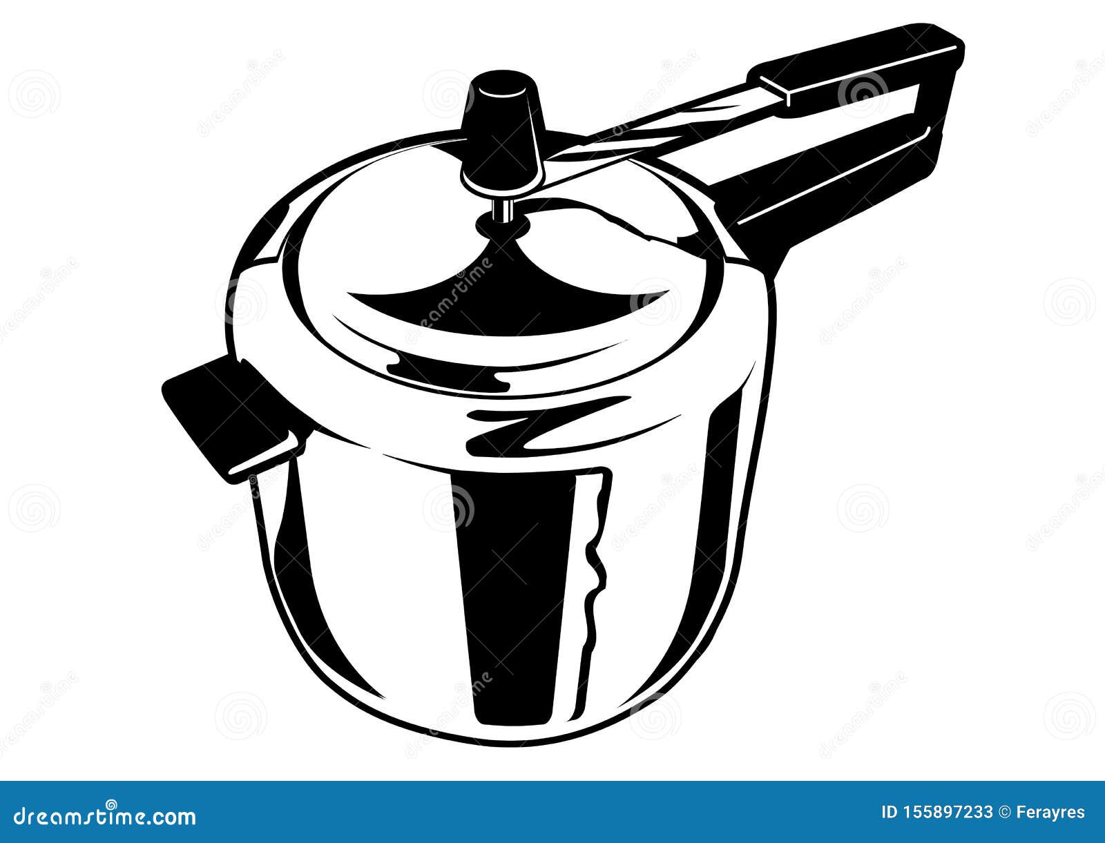 Black and White Pressure Cooker Vector Illustration Stock Vector