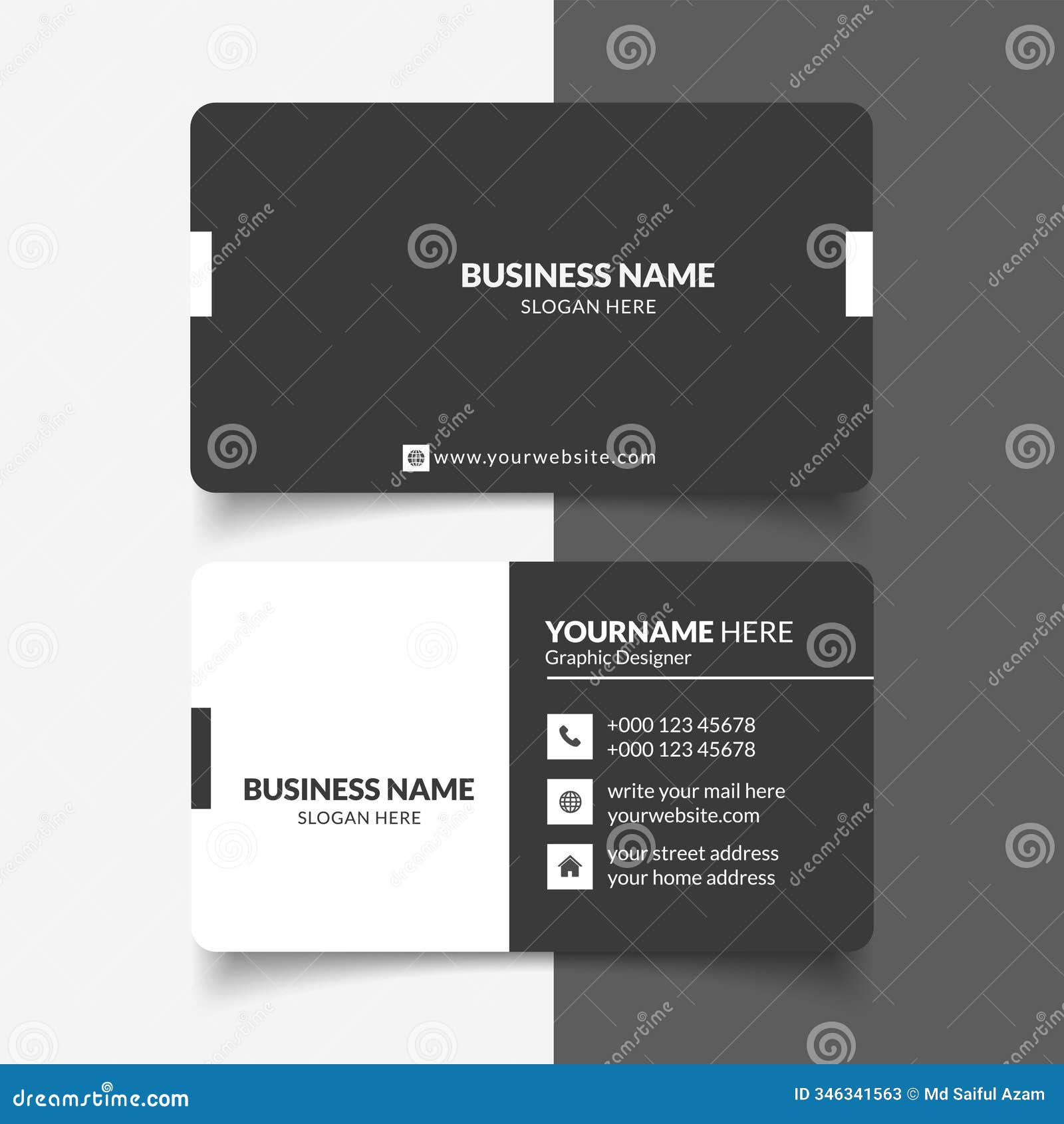 black and white professional business card 
