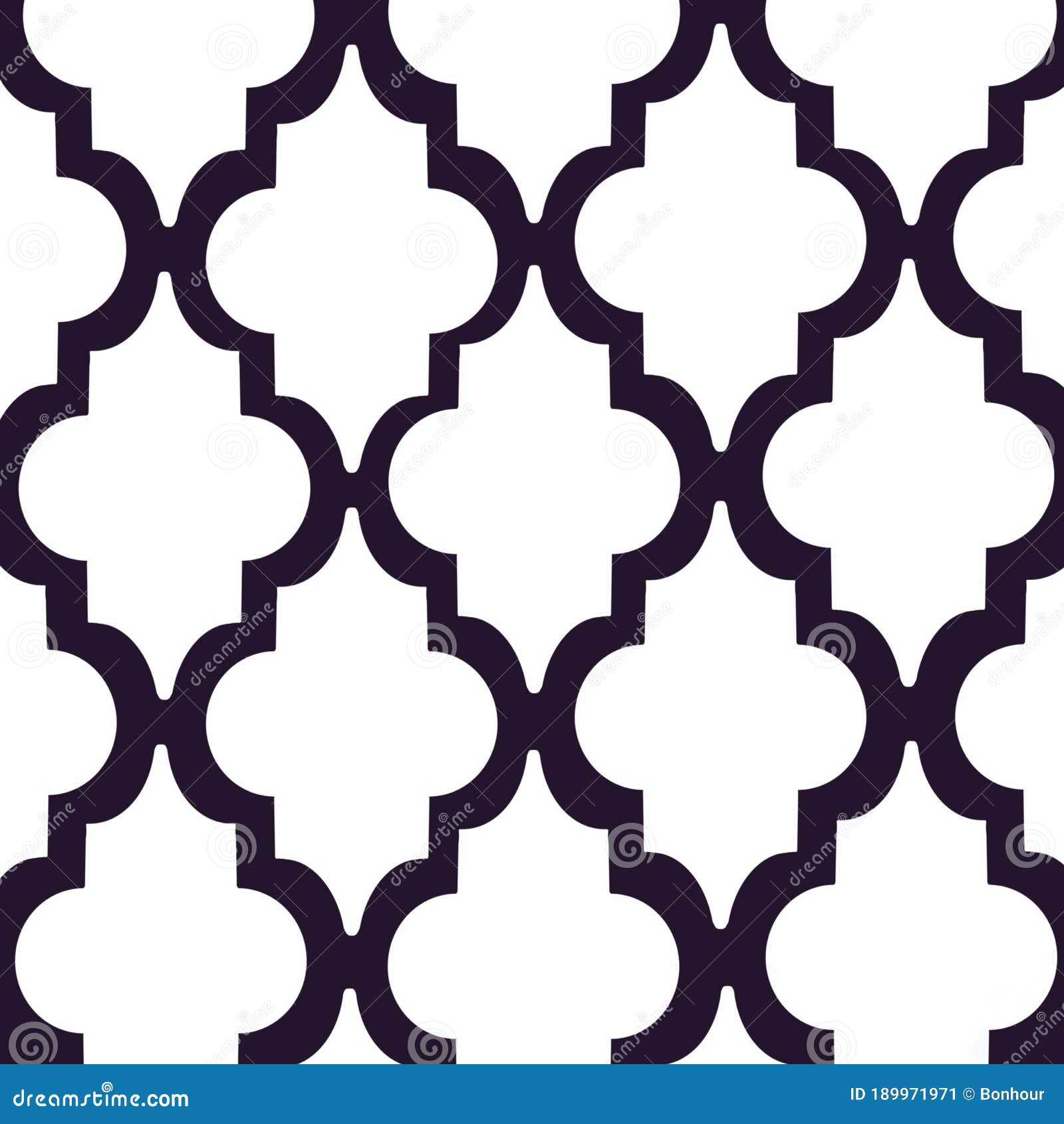 Black and White Quatrefoil Abstract Pattern Digital Illustration Stock