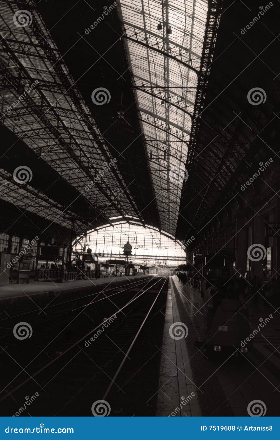 Black and White Railway Station Photo Stock Photo Image of