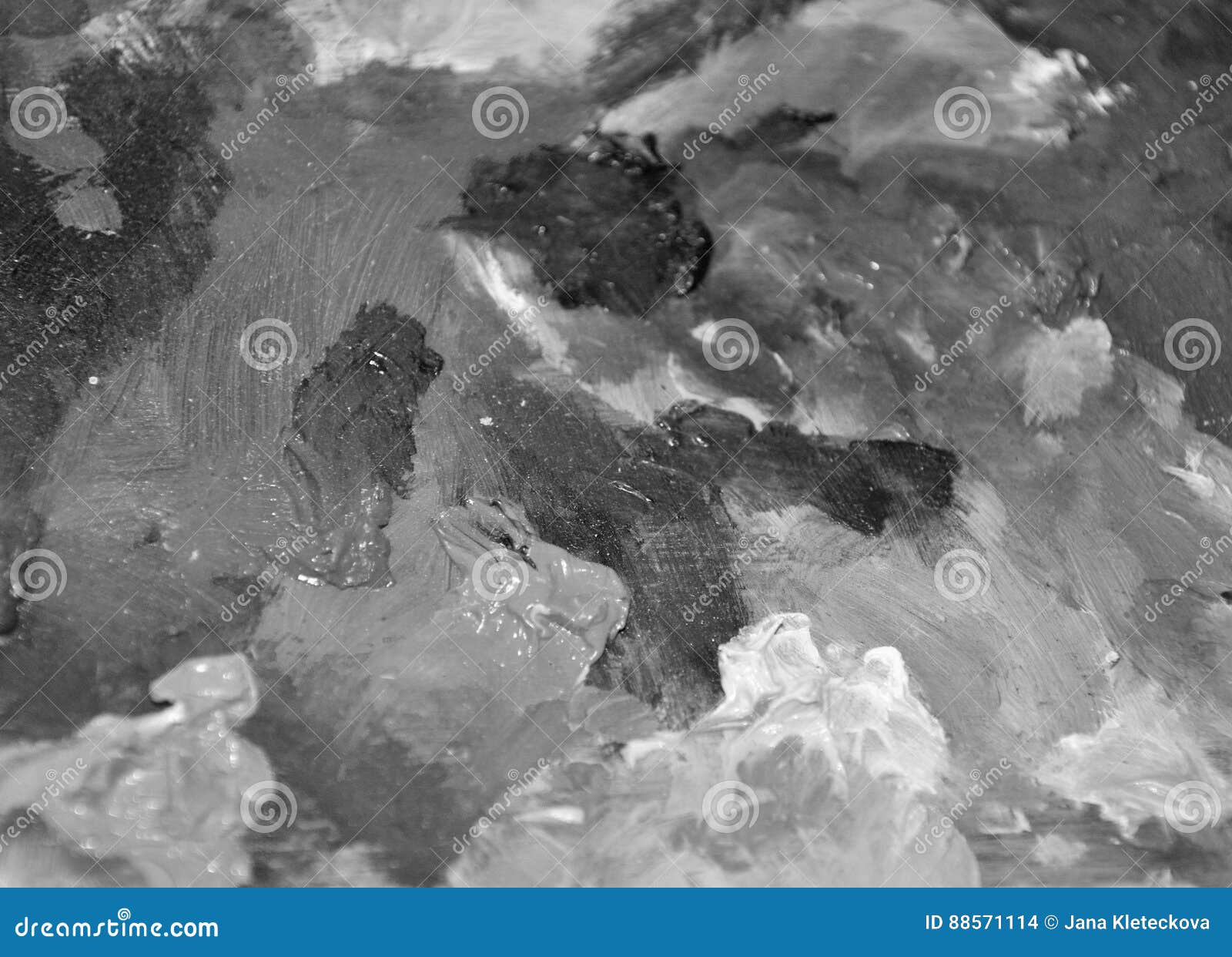 Black and White Realistic Painter Artistic Oil Palette Stock Photo