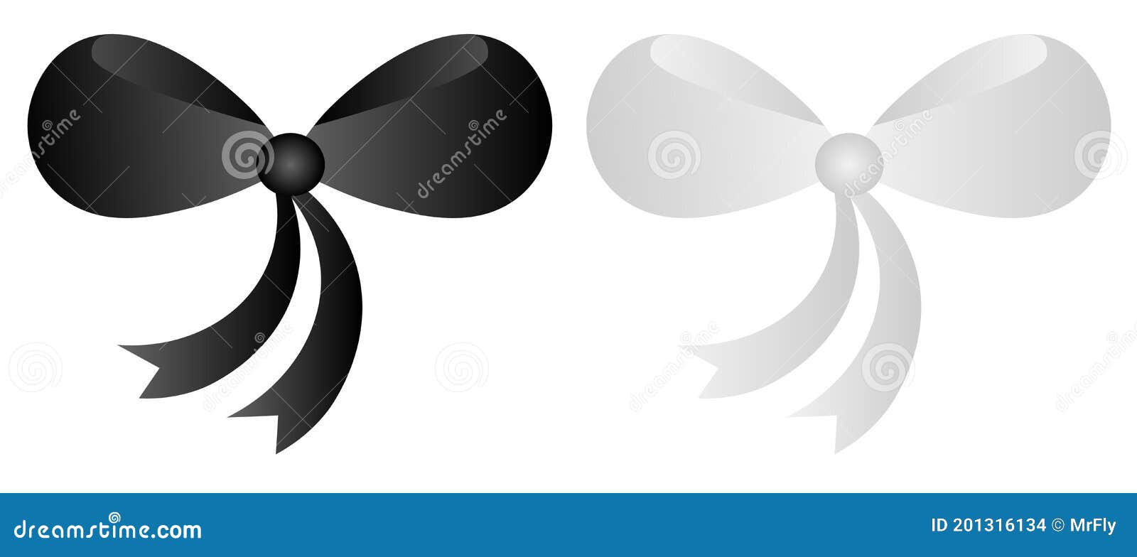 Black and White Realistic Present Bows, Vector Illustration Stock Vector Illustration of