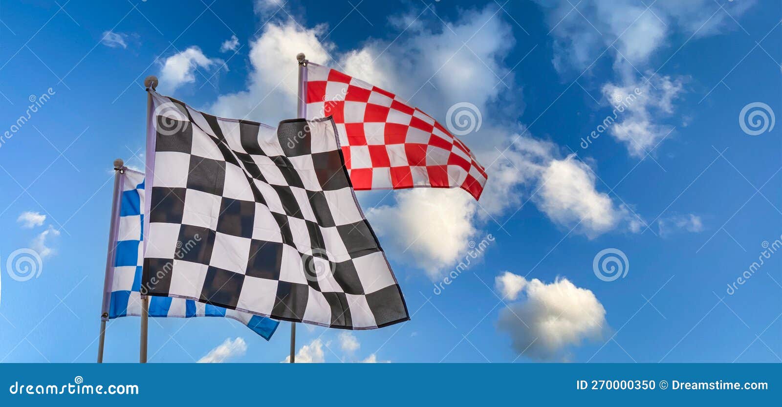Black, White, Red and Blue Checkered Flags Stock Photo Image of wind