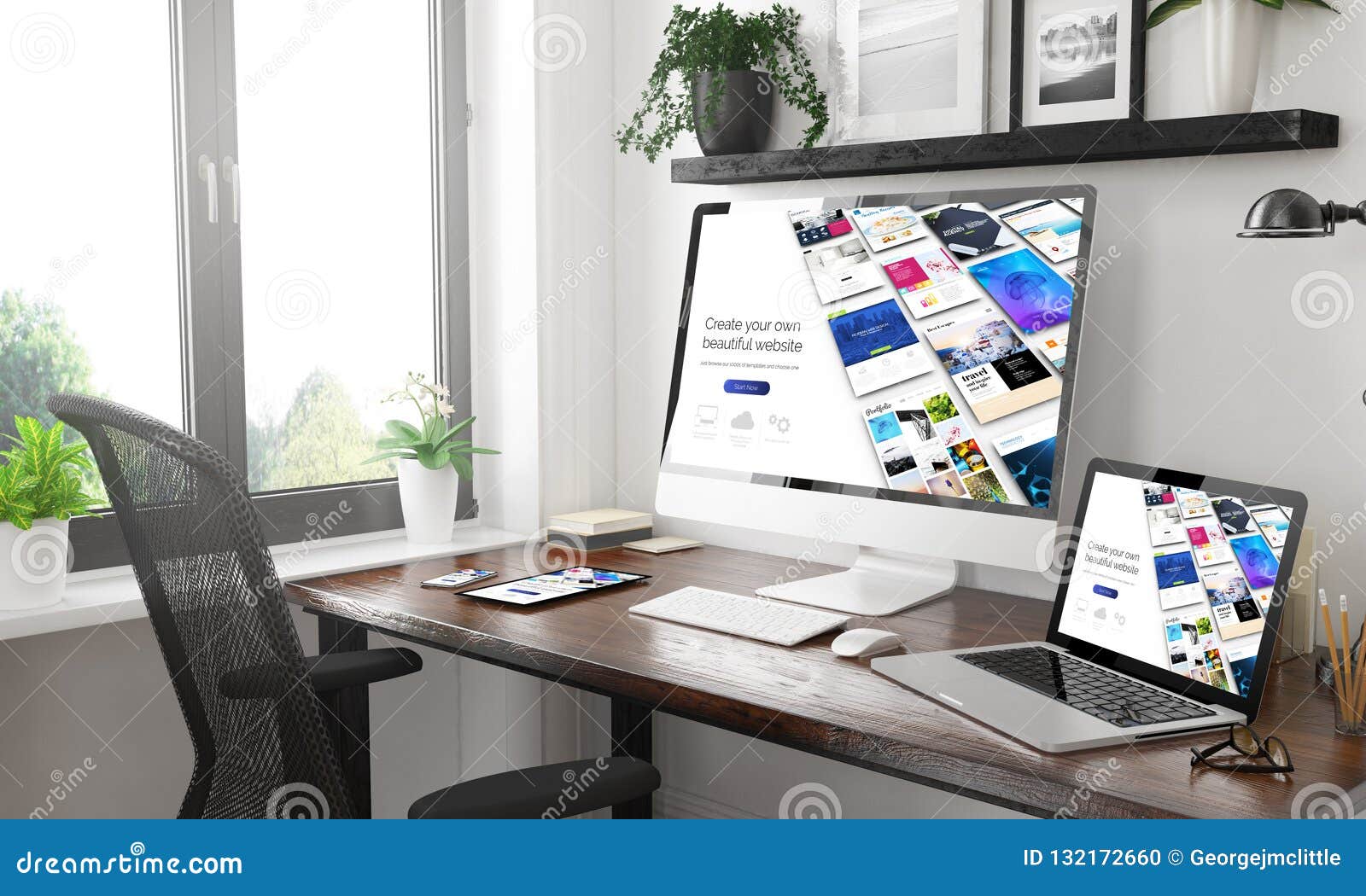 Download Black And White Responsive Devices Mockup Responsive Website Builder Stock Photo - Image of ...