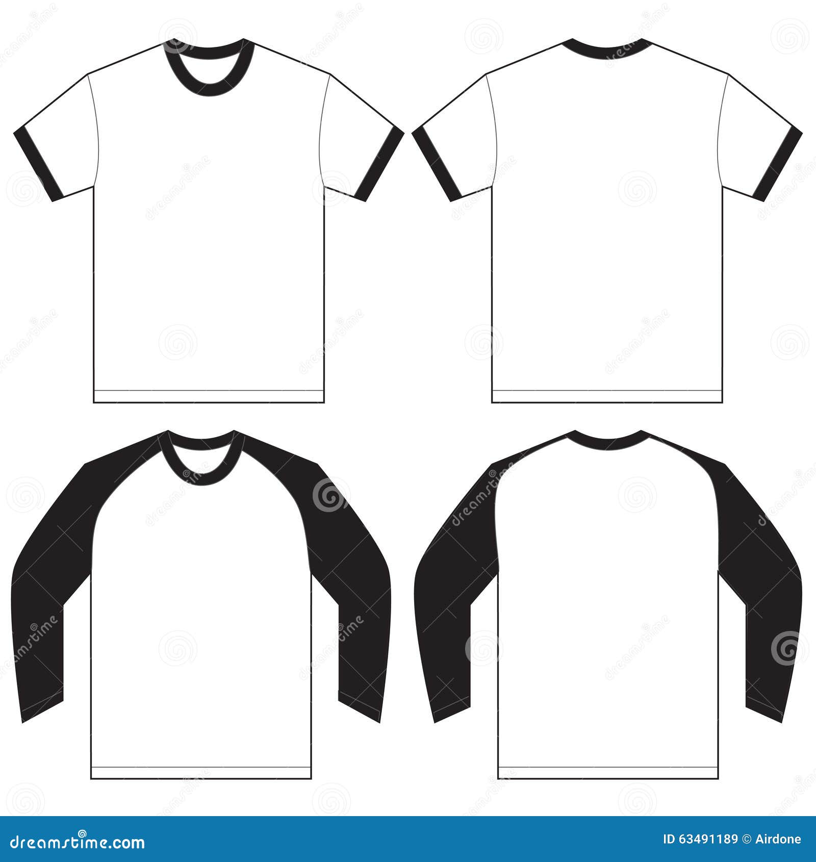 black white ringer t-shirt  template