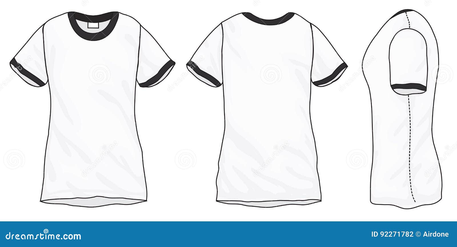 black white ringer t-shirt  template