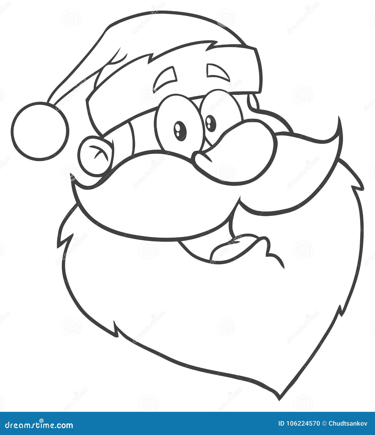 Black And White Santa Claus Face Classic Cartoon Mascot Character