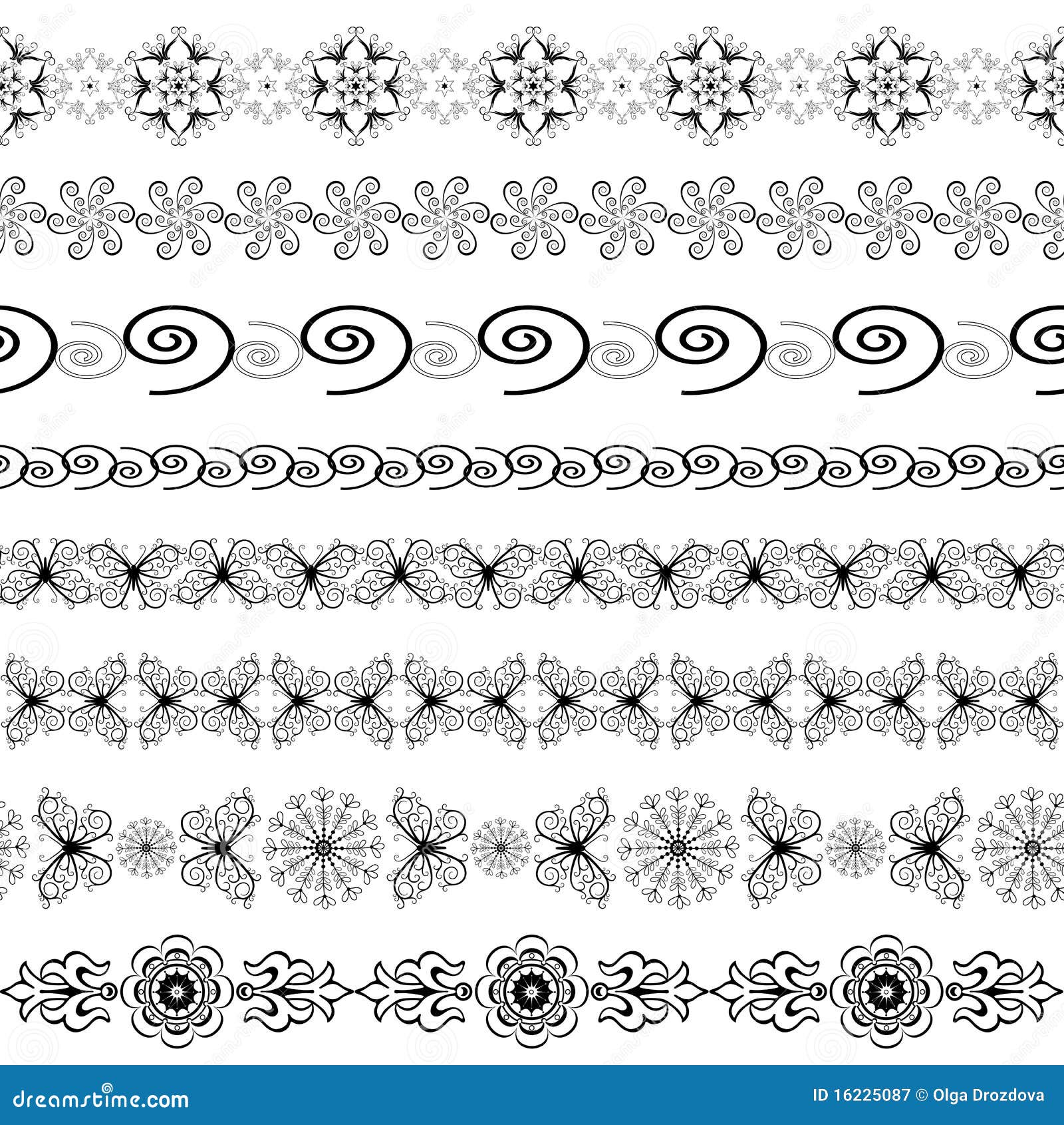 Black and White Seamless Borders Stock Vector Illustration of black