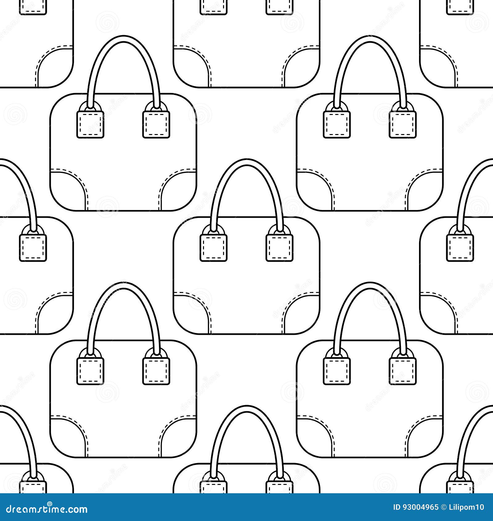 Download Black And White Seamless Illustration, Pattern Of Fashion Bags For Coloring Book, Page. Stock ...