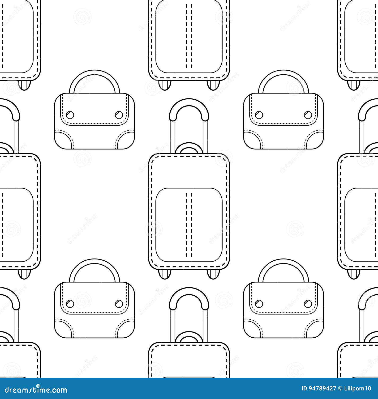 Download Black And White Seamless Illustration, Pattern Of Fashion Bags For Coloring Book, Page. Stock ...