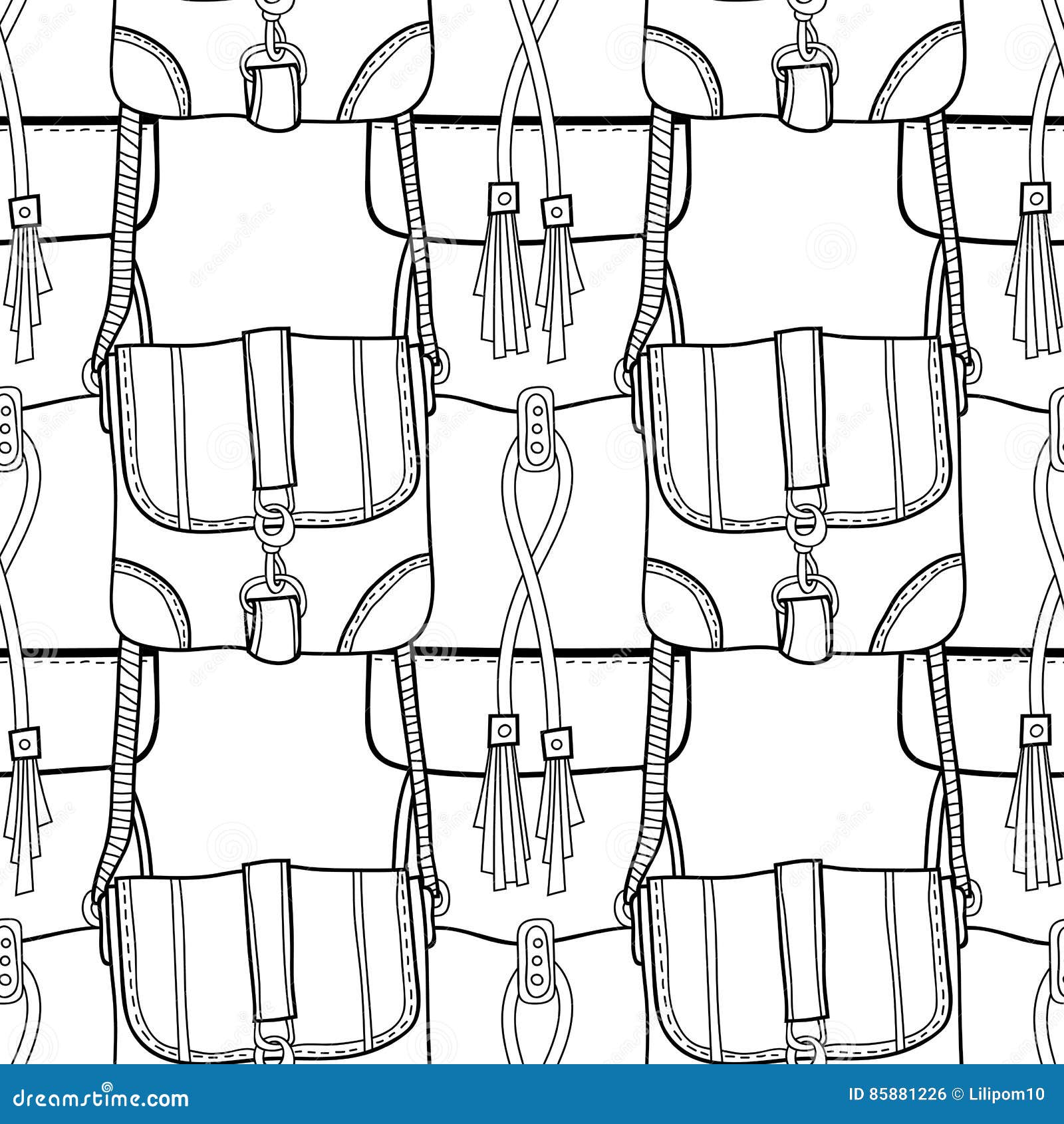 Download Black And White Seamless Pattern With Fashion Bags For Coloring Stock Vector - Illustration of ...