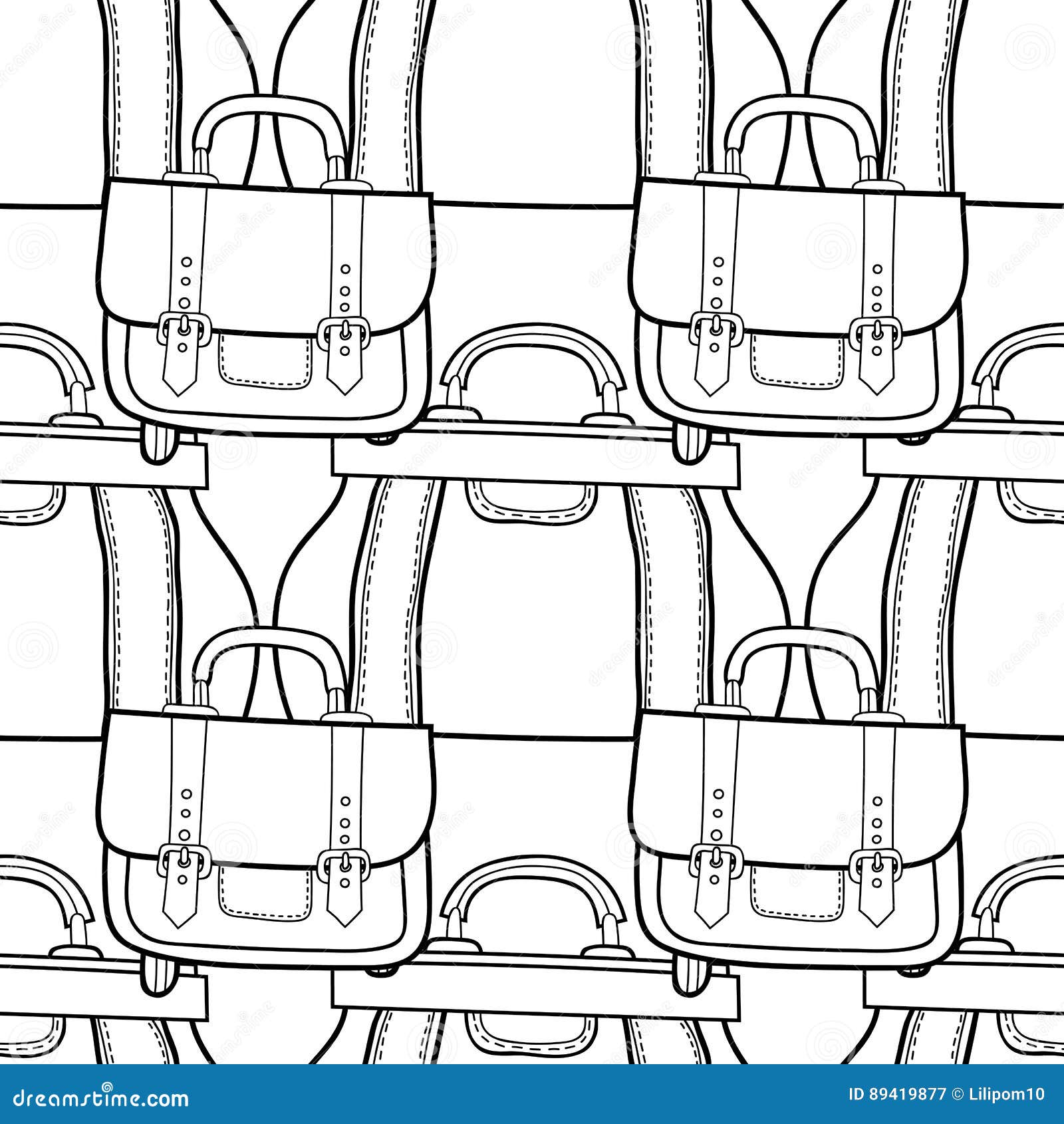 Download Black And White Seamless Pattern With Fashion Bags For Coloring Stock Vector - Illustration of ...