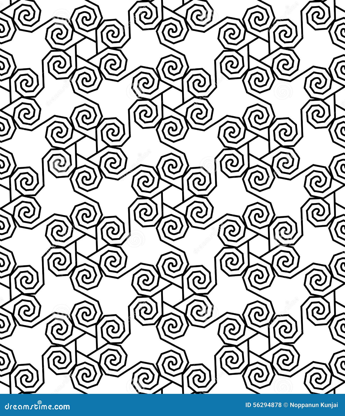 Black and White Seamless Pattern with Twist Line Style. Stock ...