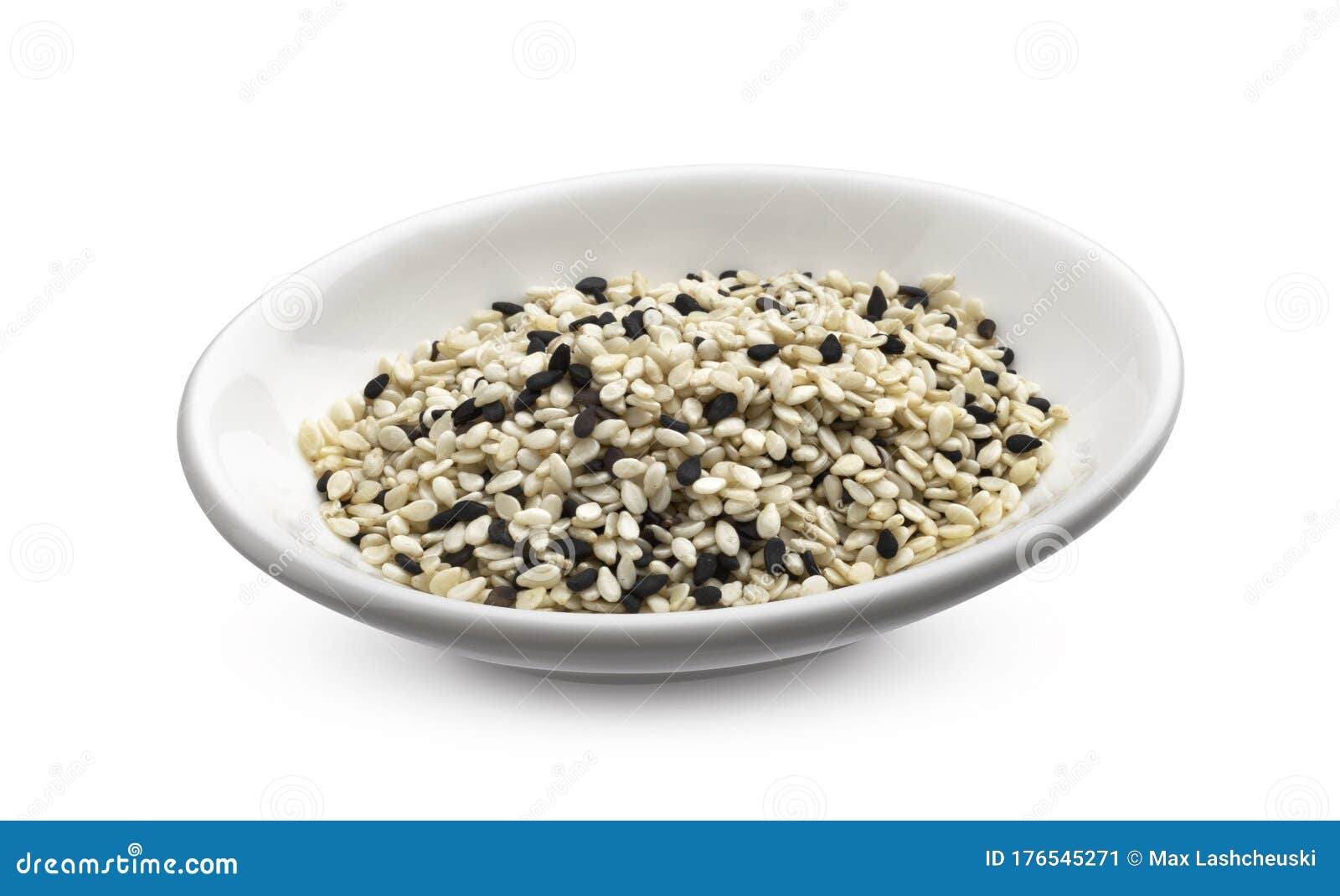 Black and White Sesame Seeds Isolated on White Background, Macro Stock