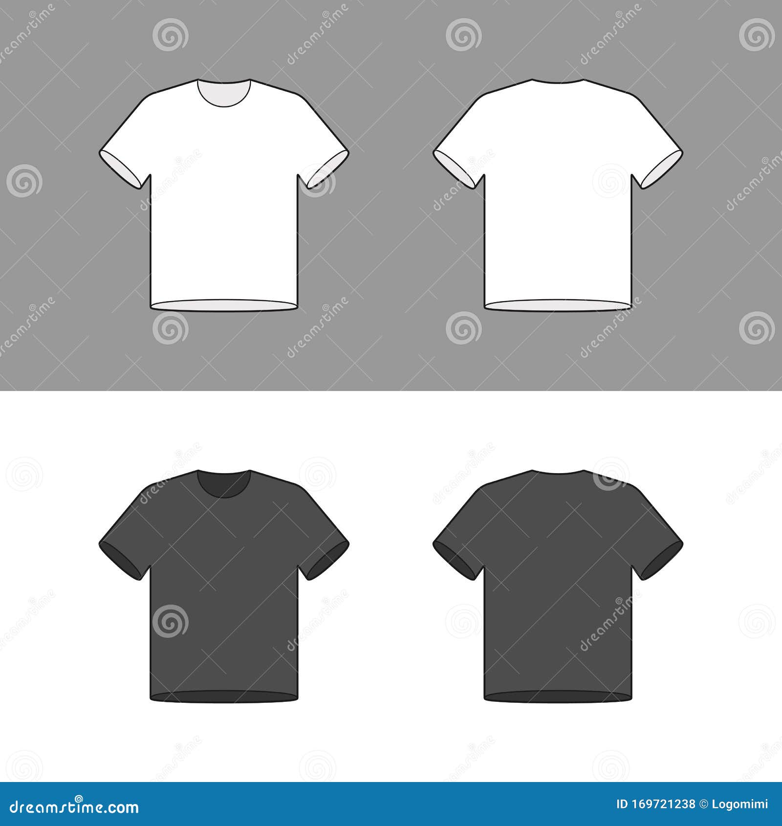 Black and White Shirt Mock Up Set, Blank T-shirt Template Design, Front ...
