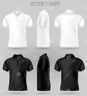 Black and White Short Sleeve Polo Shirt Design Templates Front, Back ...