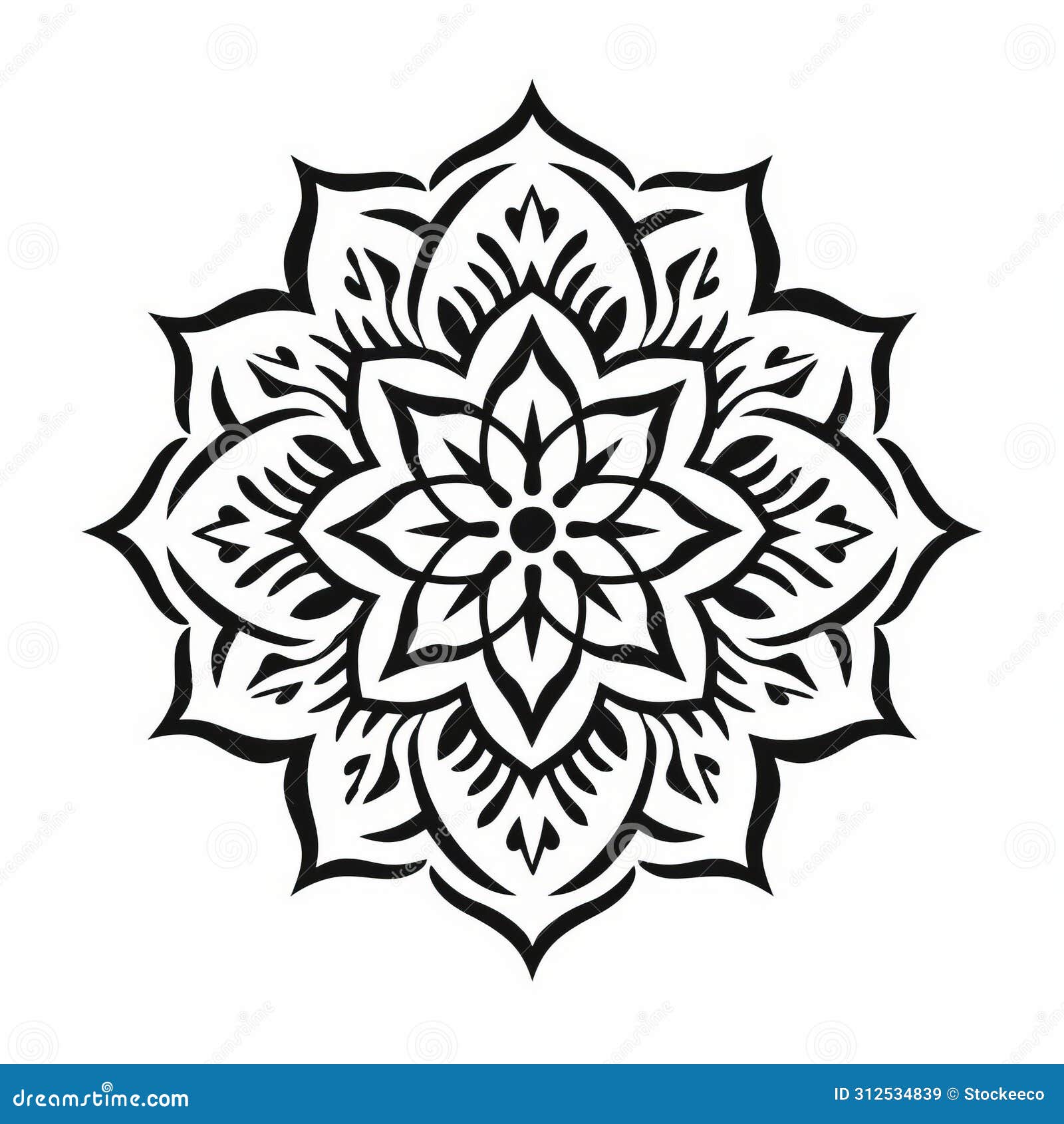 black mandala flower : minimalistic stenciled iconography