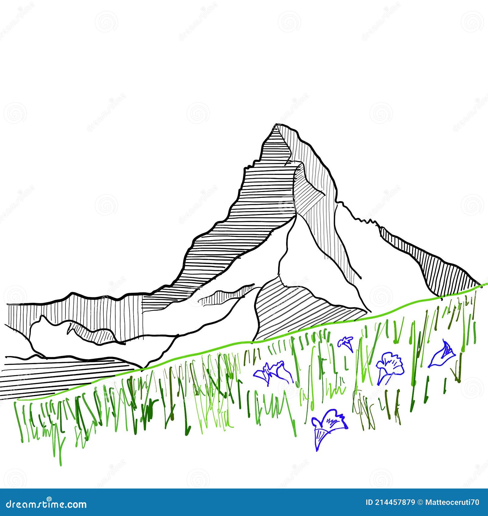 Mountains Sketch Hand Drawn Vector Illustration Mountain Travel Highlands  Range Dot And Line Art Rocky Peaks Landscape Silhouette Stock Illustration  - Download Image Now - iStock