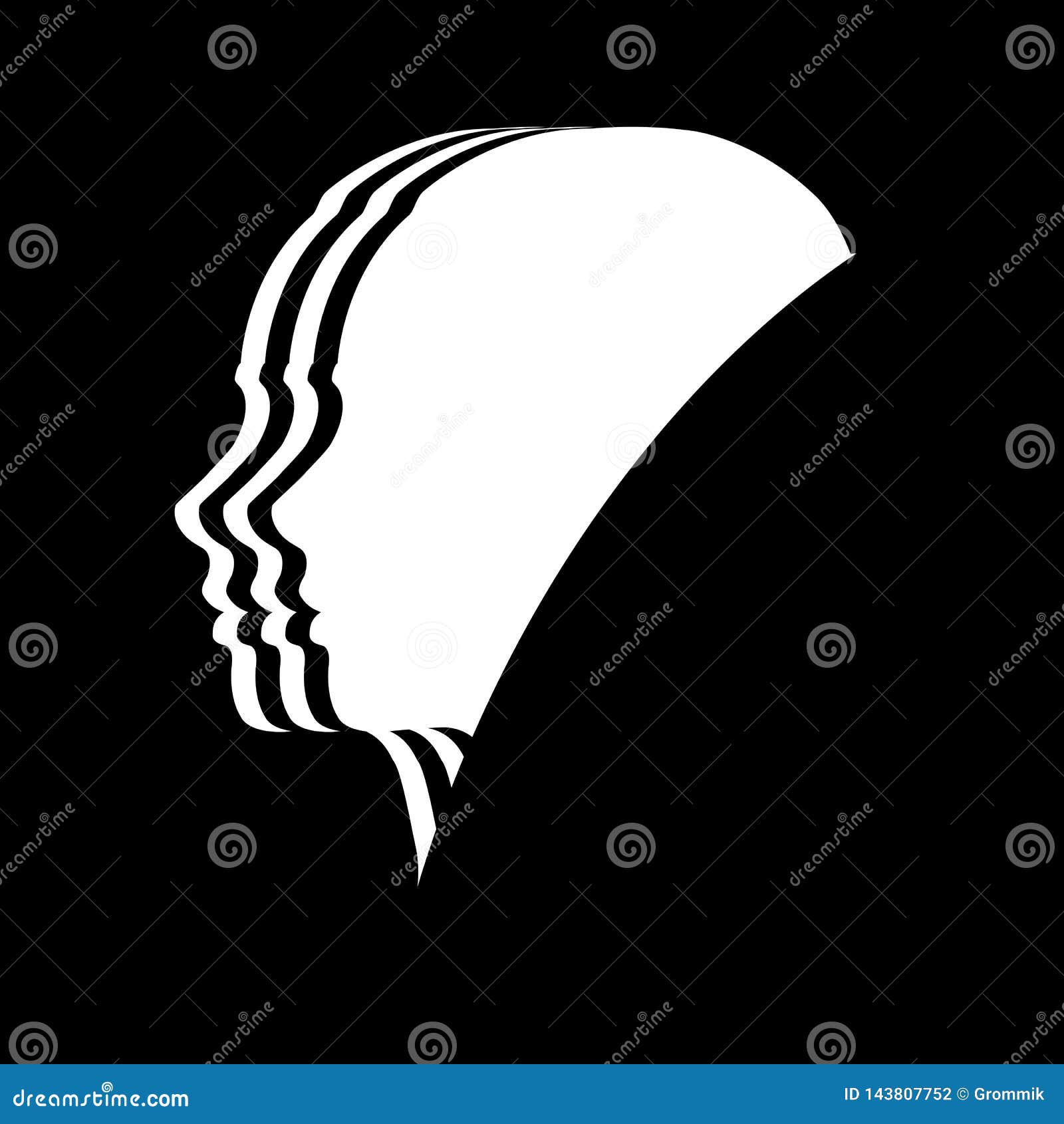Black and White Silhouette of Female Face on Black Background Stock ...