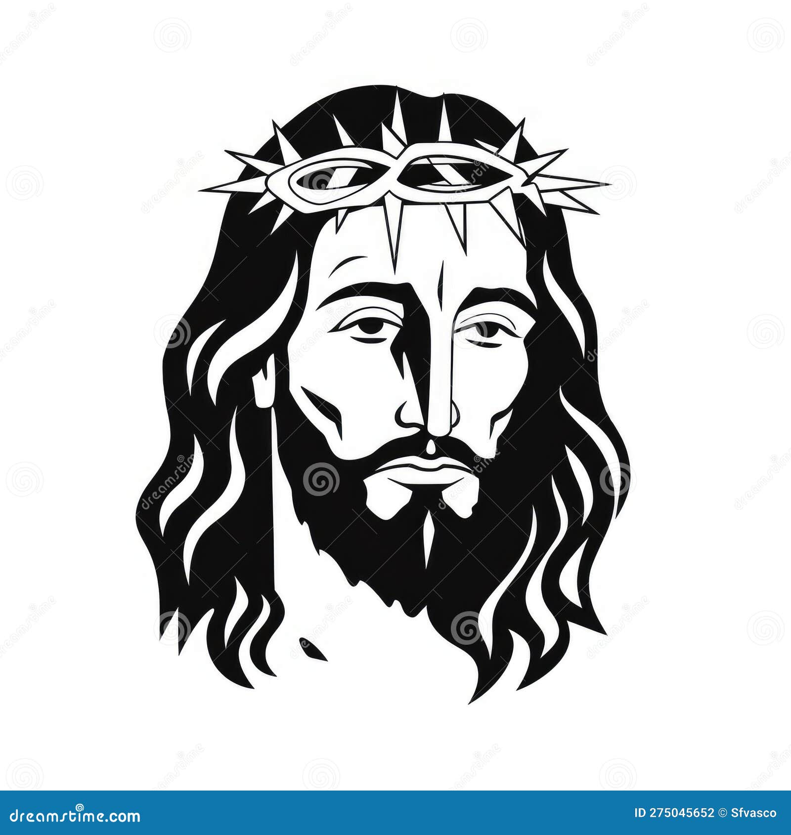 Black and White Silhouette of Jesus Christ the Saviour with a Crown of ...