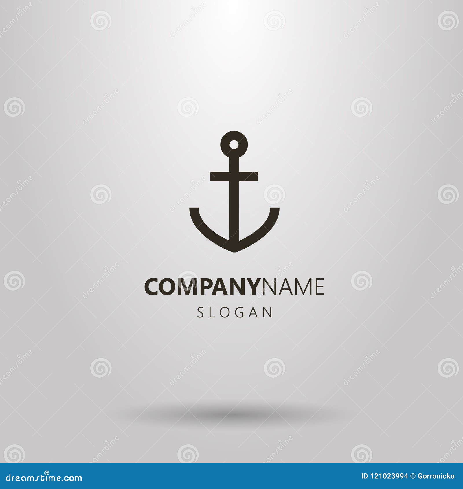 Black and White Simple Vector Line Art Anchor Logo Stock