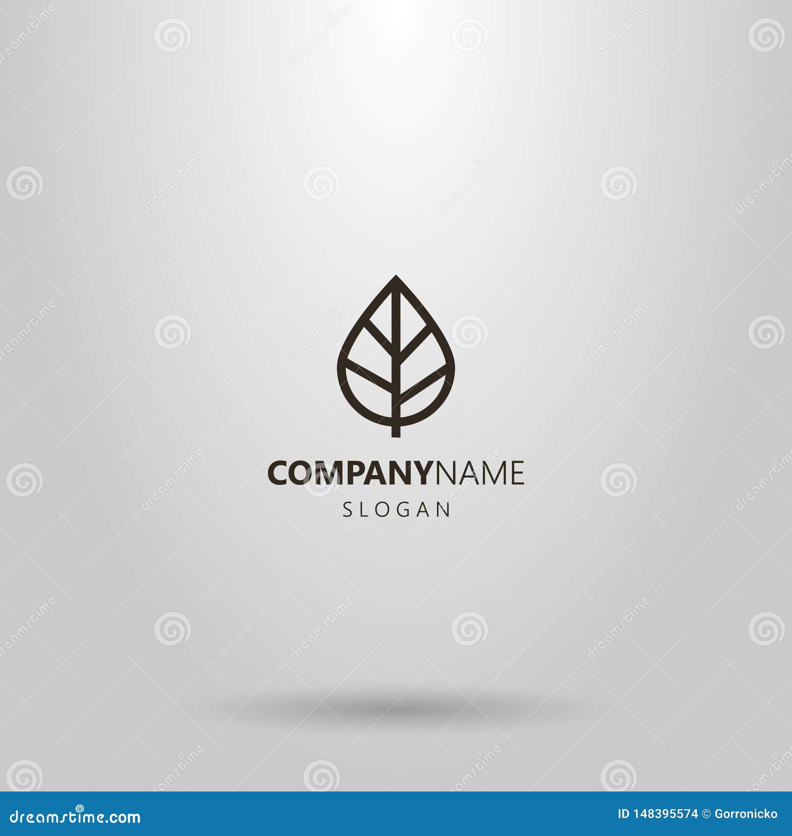 simple line art  negative space logo of leaf of tree