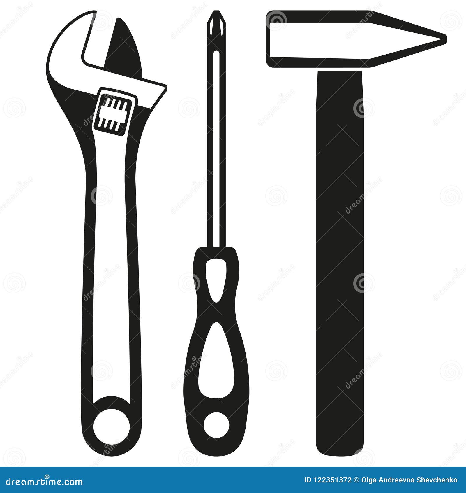 black and white simple toolkit silhouette set