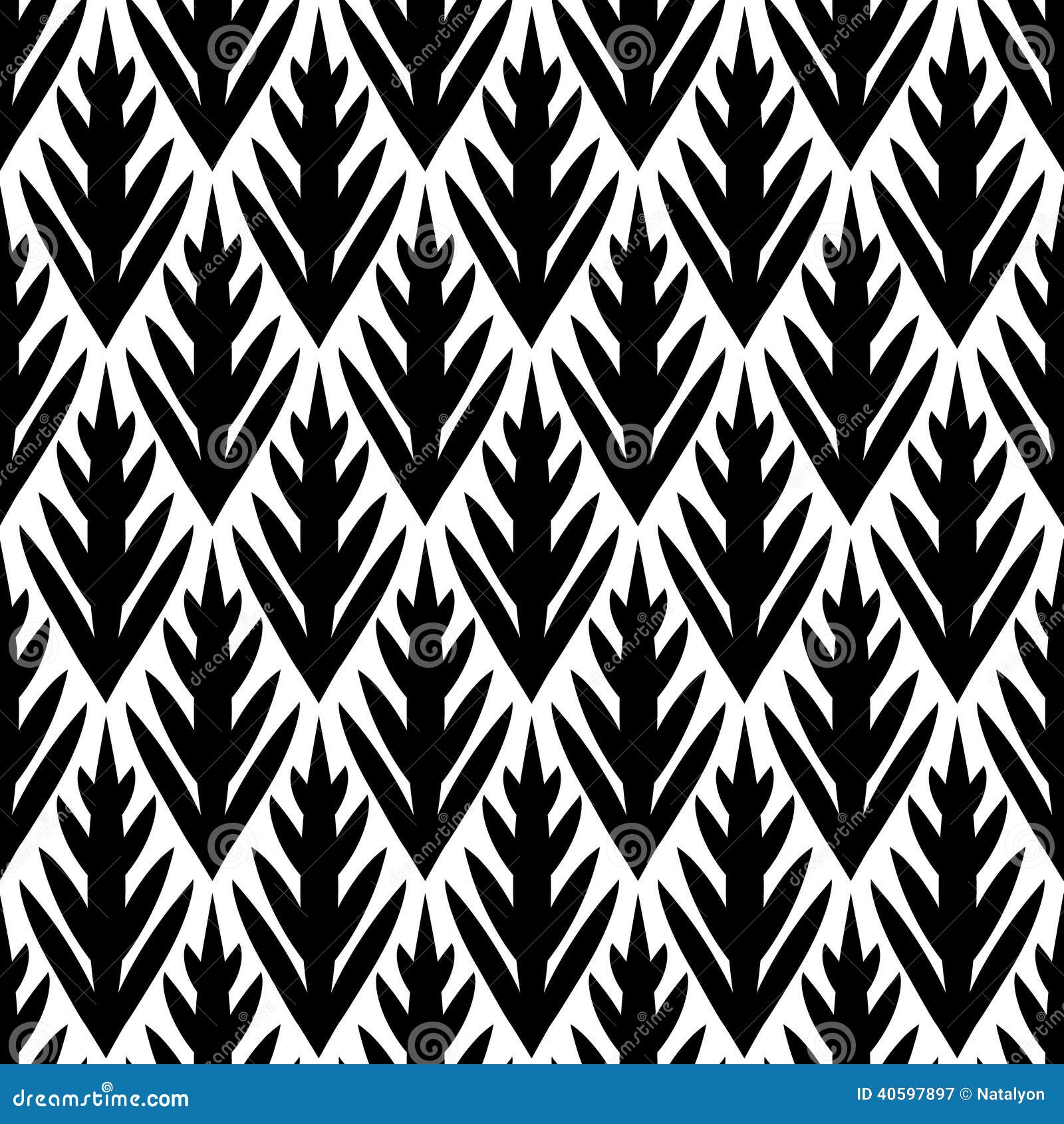 Black And White Simple Trees Geometric Ikat Seamless 