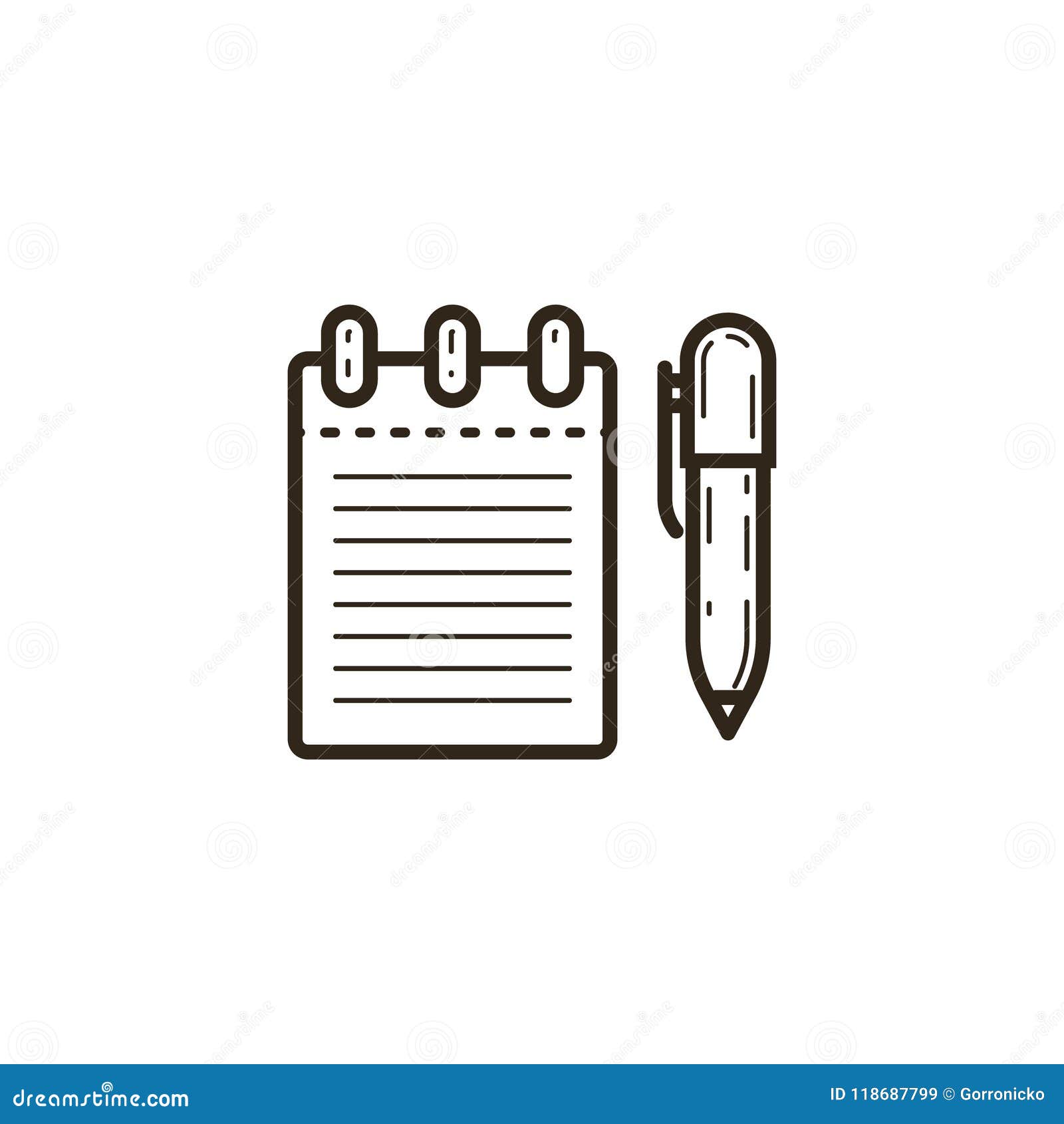 Simple Vector Line Art Icon Of Notebook With Pen Stock Vector Illustration Of Object Icon Simple Vector Line Art Icon Of Notebook With Pen Stock Vector Illustration Of Object Icon