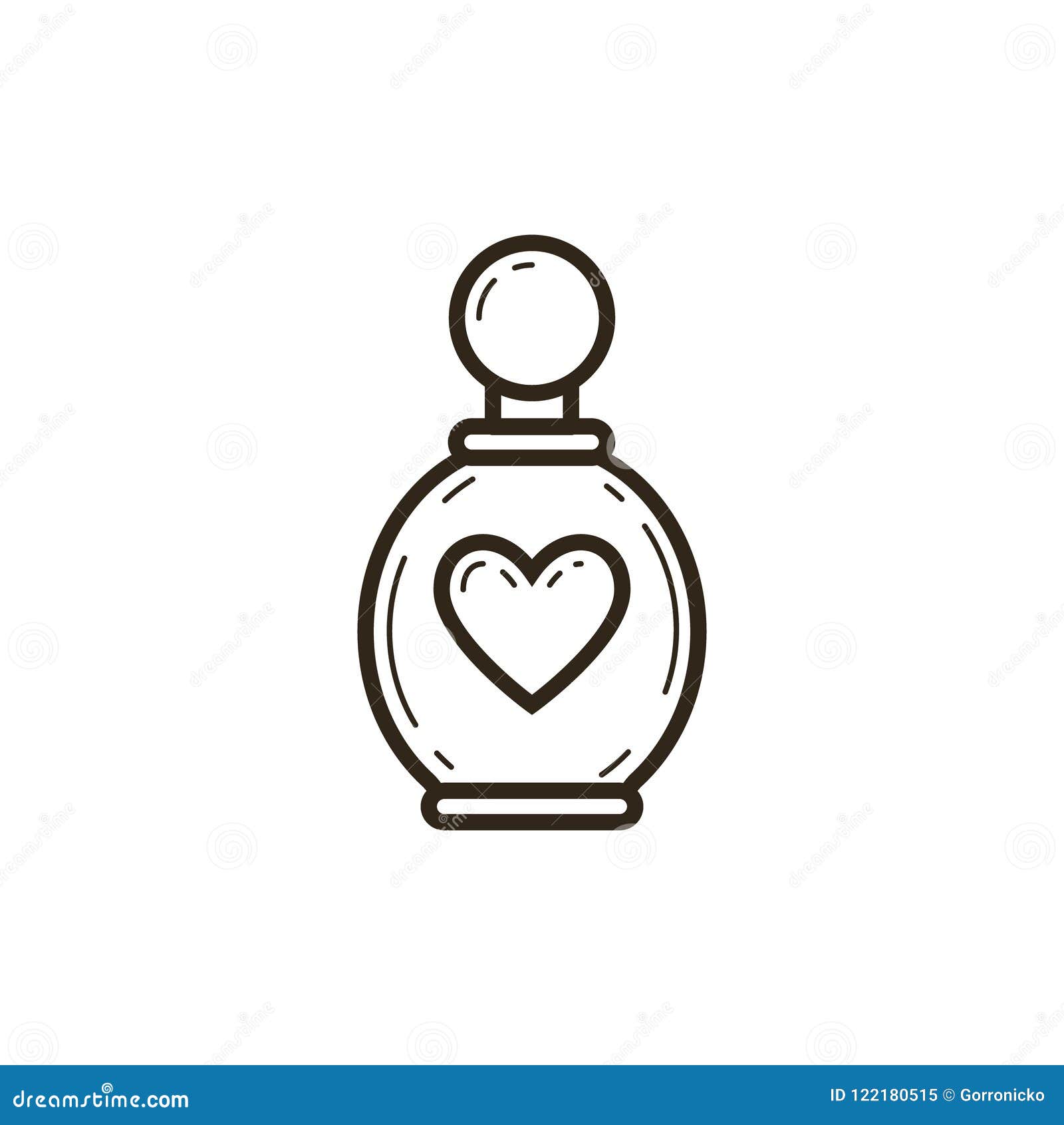 simple  line art icon of perfume bottle with heart