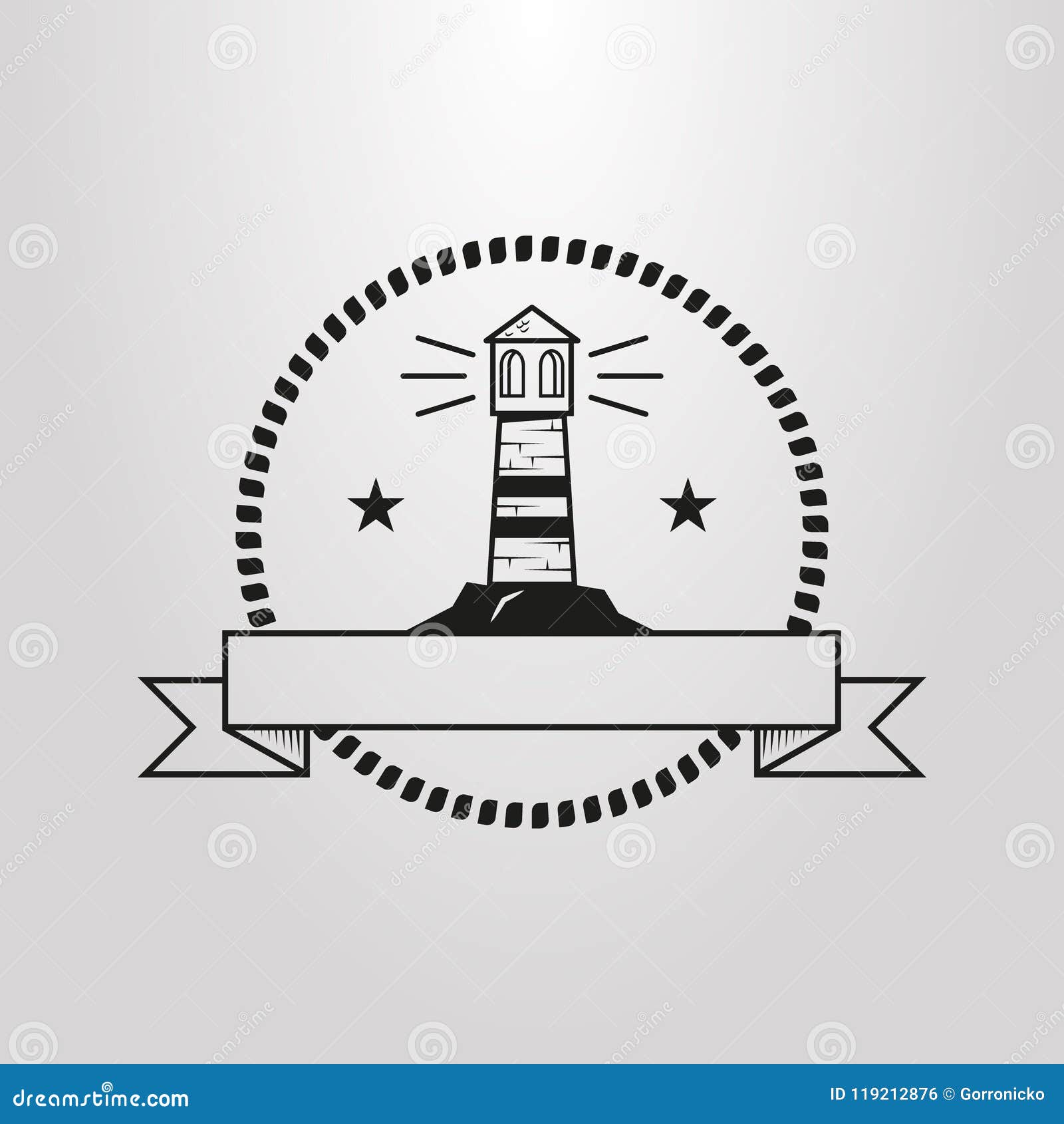 Simple Vector Pictogram of the Lighthouse in the Rope Circle Frame