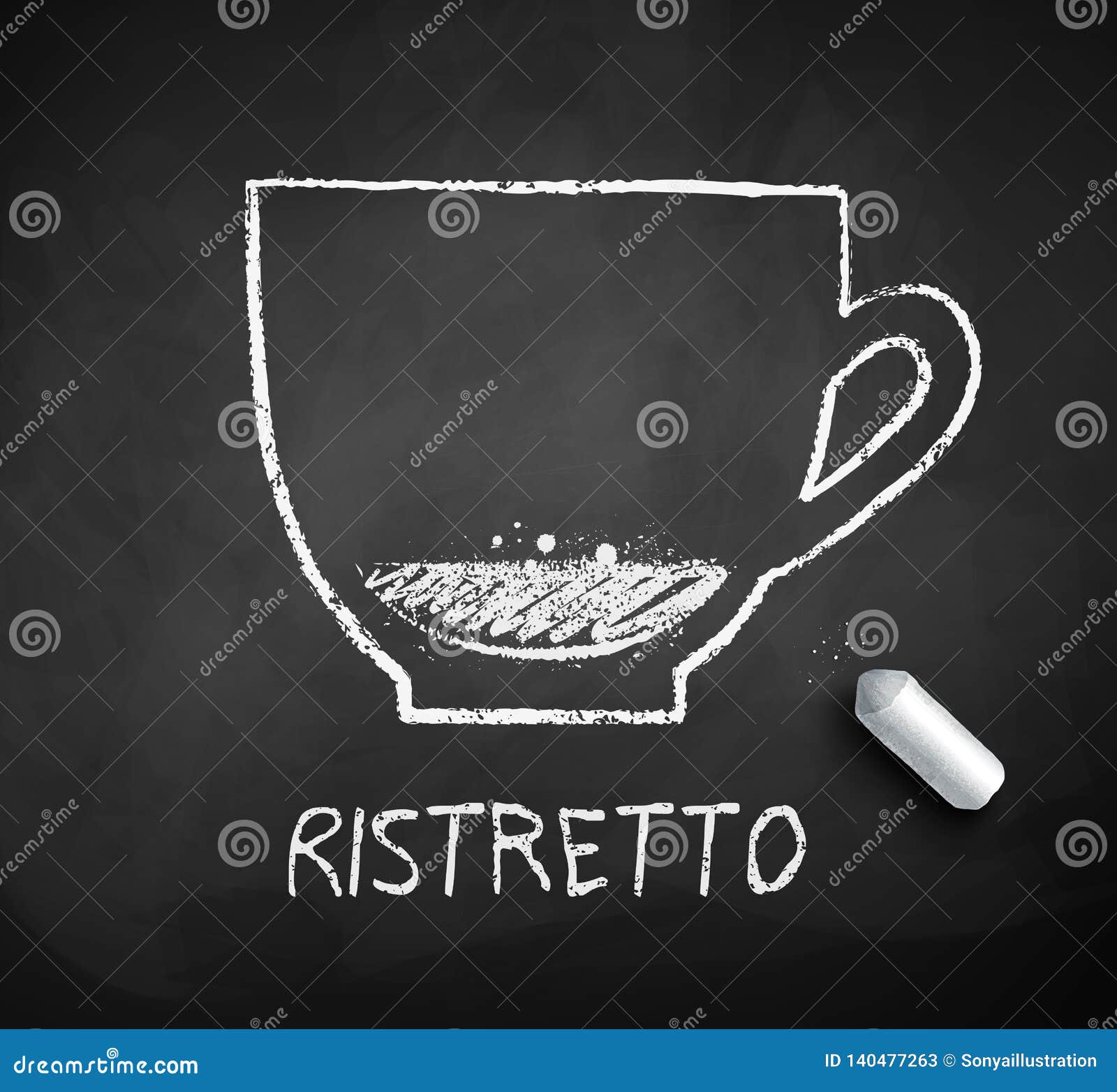 black and white sketch of ristretto coffee