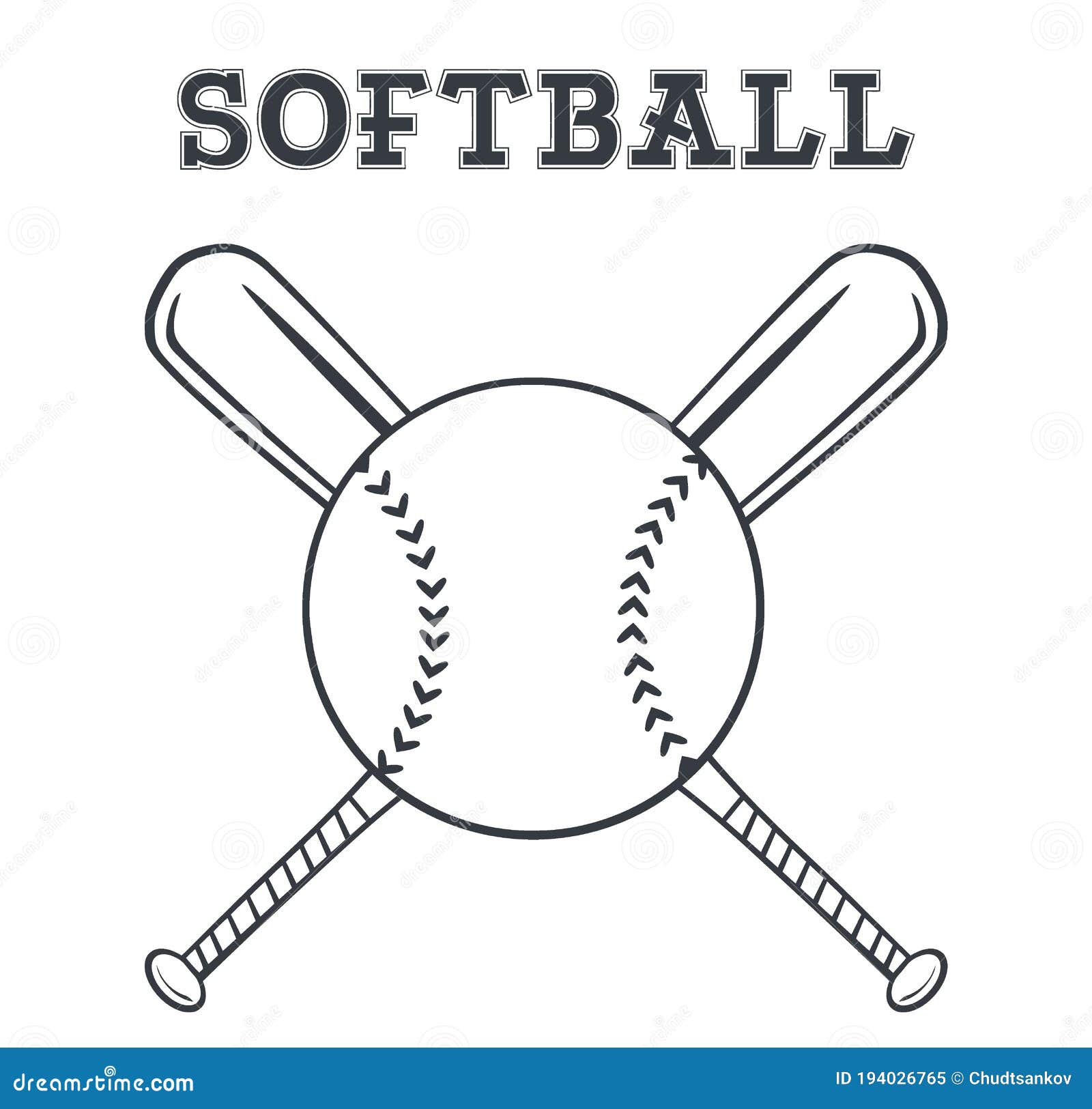 softball bats crossed clipart row