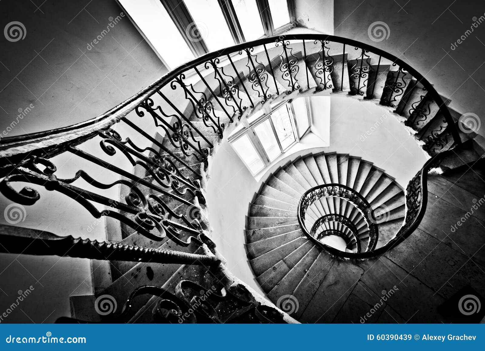Black and White Spiral Staircase Stock Image Image of geometry