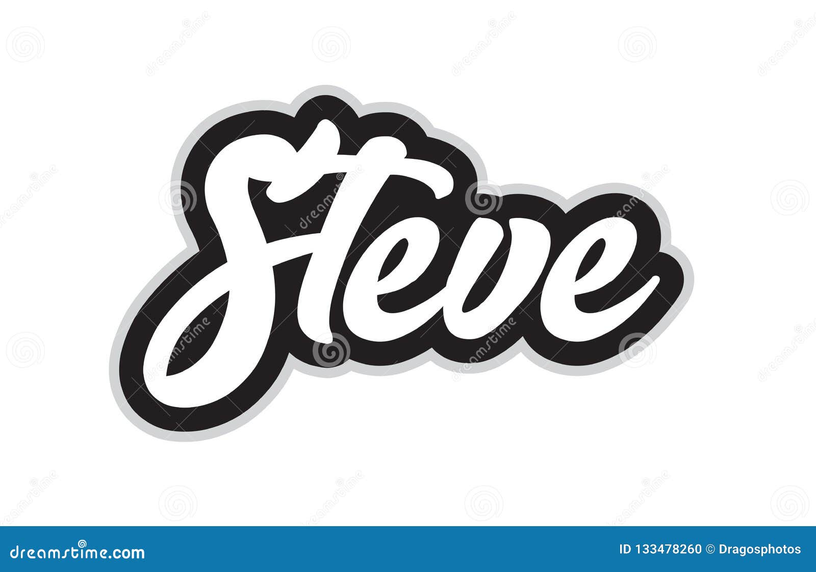 black and white steve hand written word text for typography logo