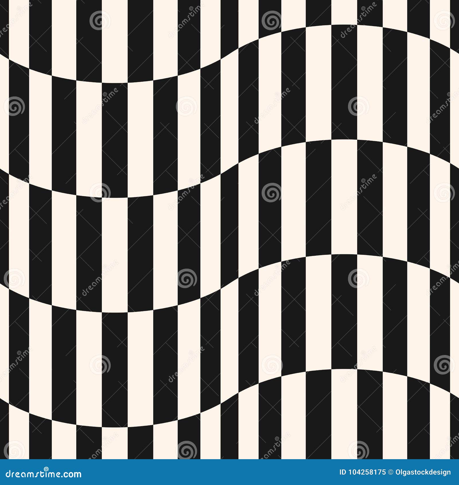 Black and White Stripes Vector Seamless Pattern. Vertical Lines, Wavy